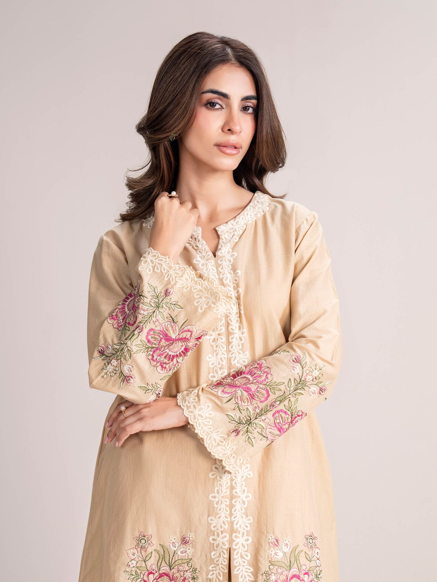 Dobby Co-ord Set- Embroidered