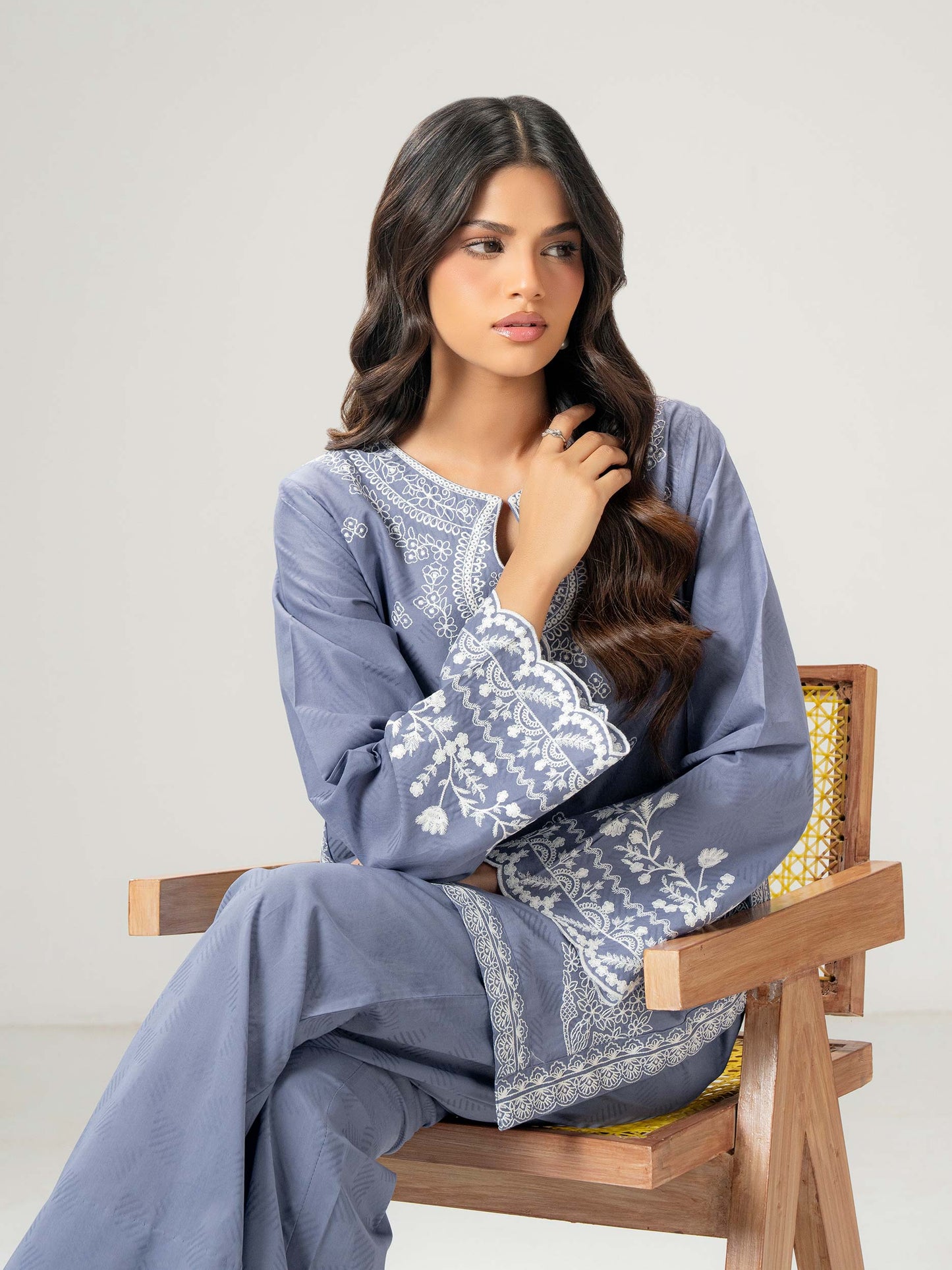 Jacquard Co-ord Set-Embroidered (Pret)