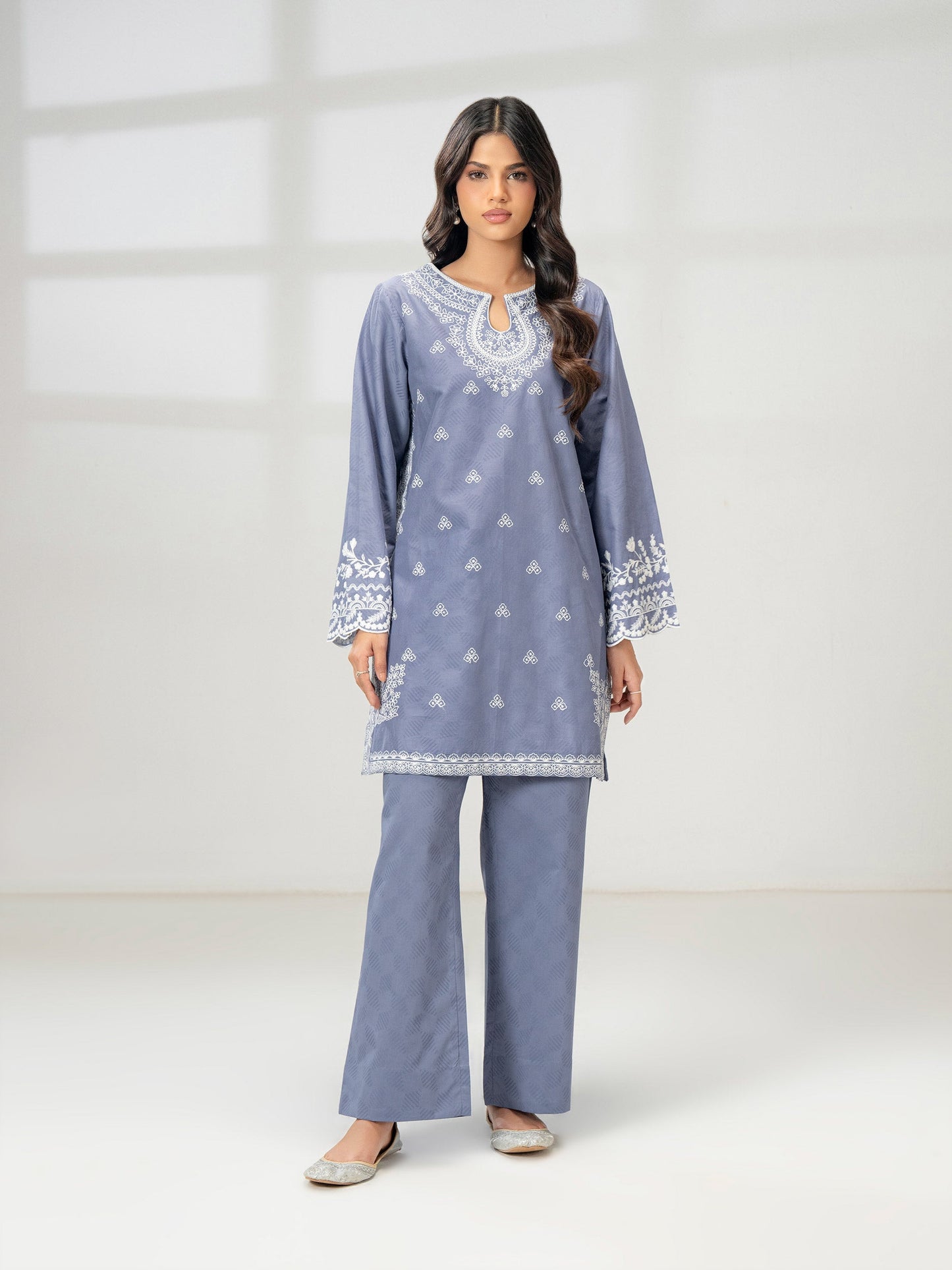 Jacquard Co-ord Set-Embroidered (Pret)