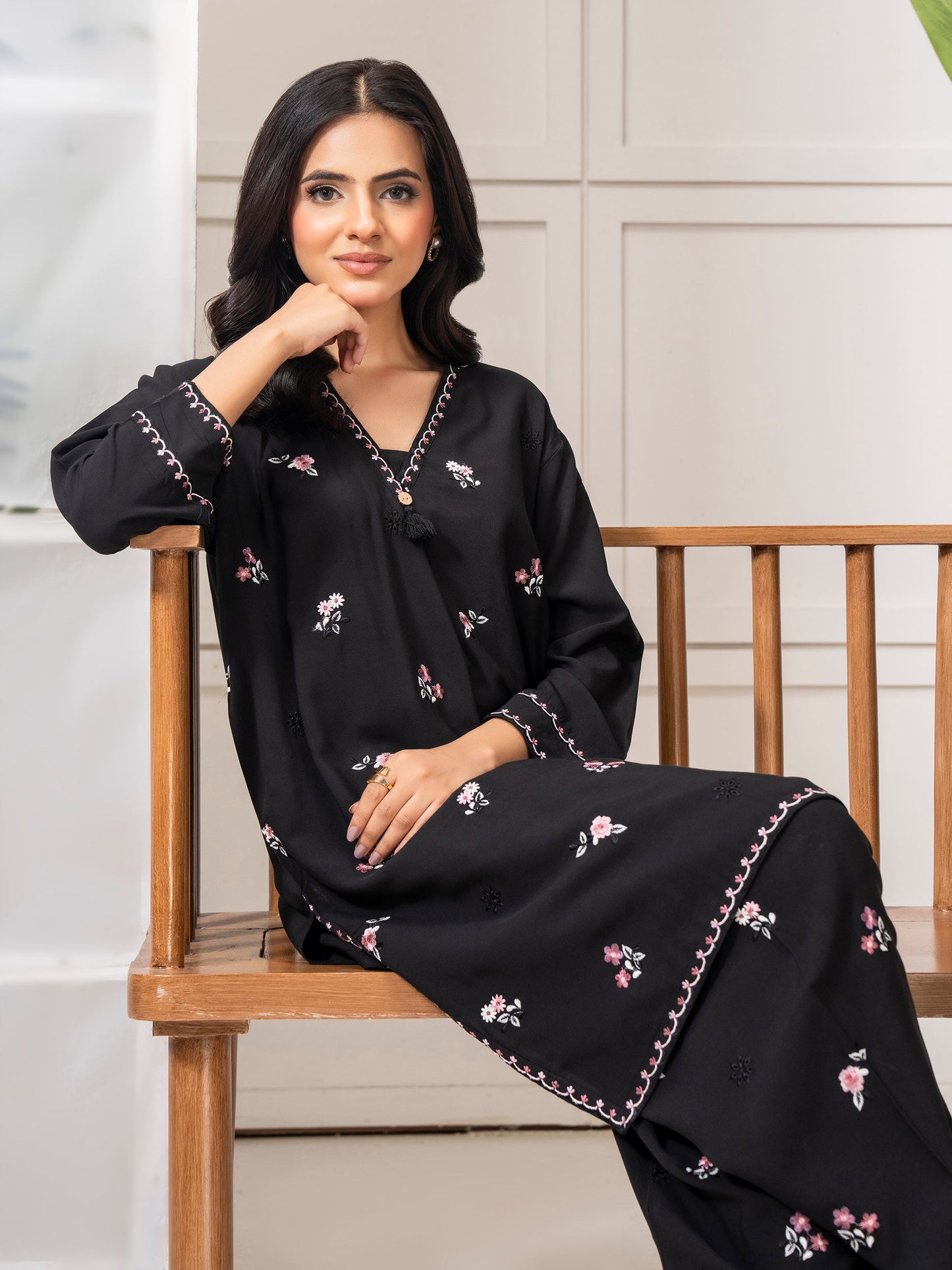 2 Piece Linen Suit-Embroidered (Pret)