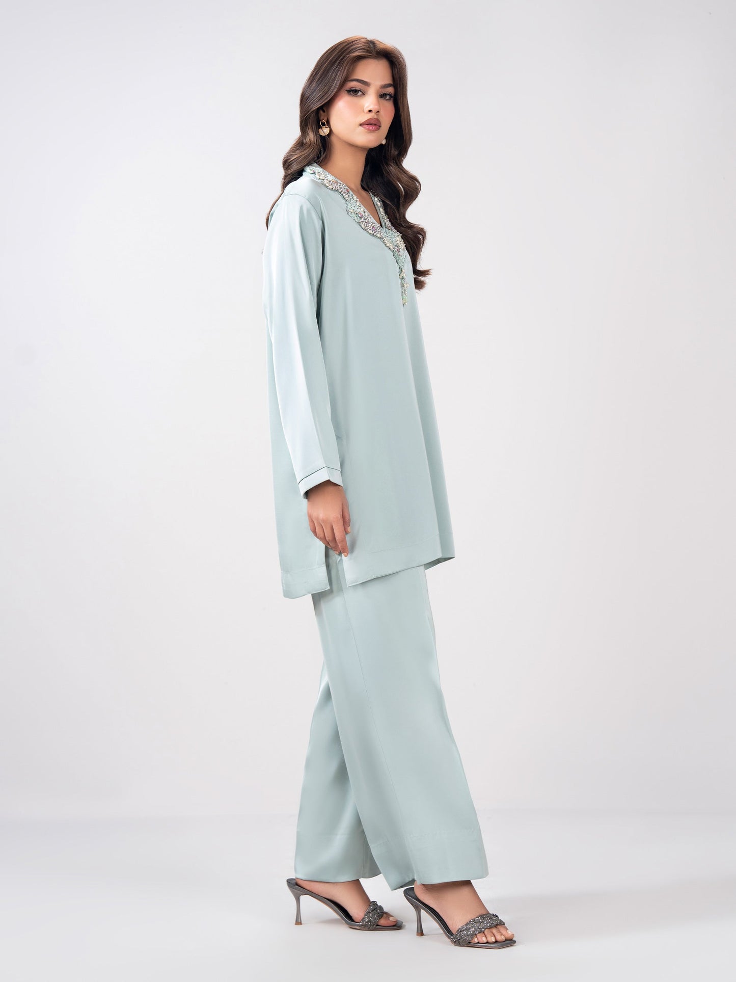 2 Piece Silk Suit- Embellished (Pret)
