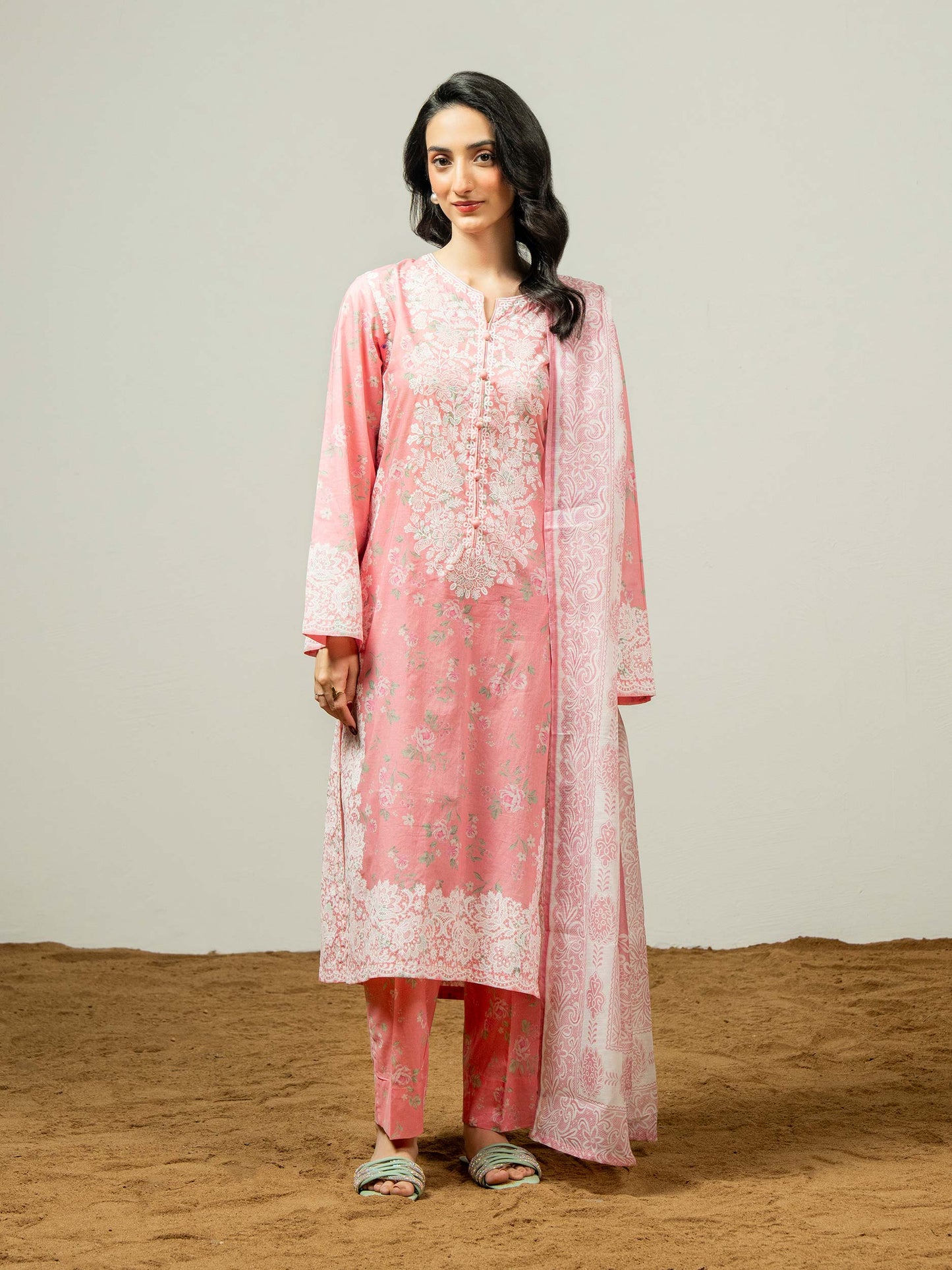 3 Piece Lawn Suit-Paste Print (Pret)