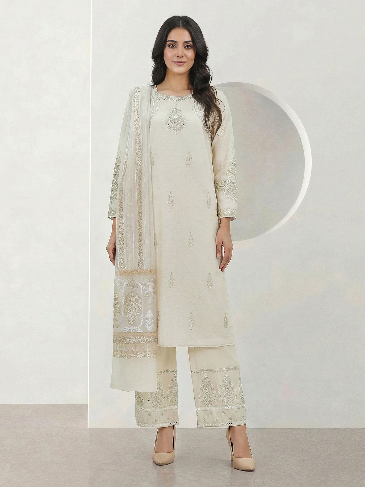 3 Piece Special Jacquard Suit- Embroidered (Pret)