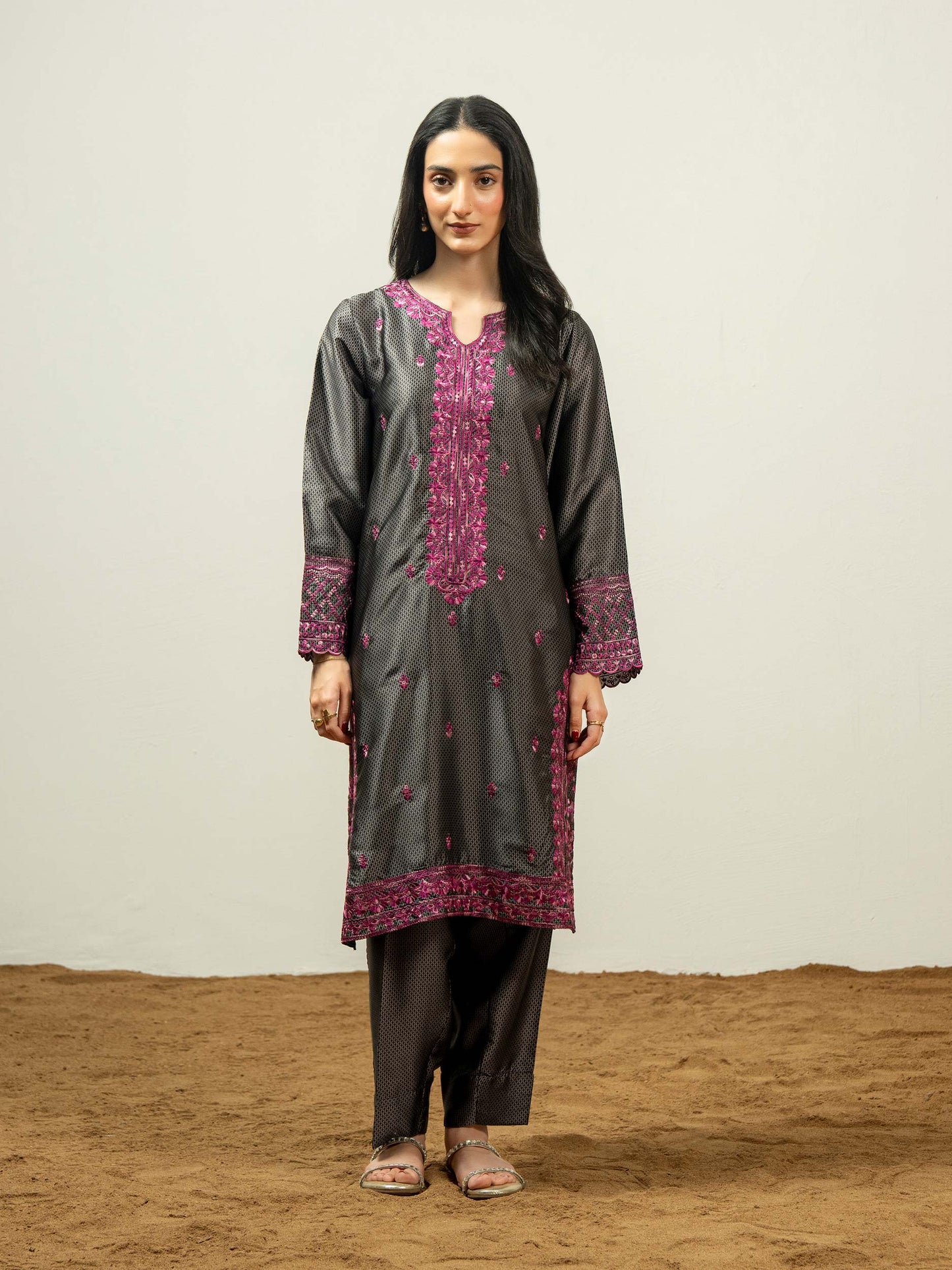 2 Piece Silk Suit-Embroidered (Pret)