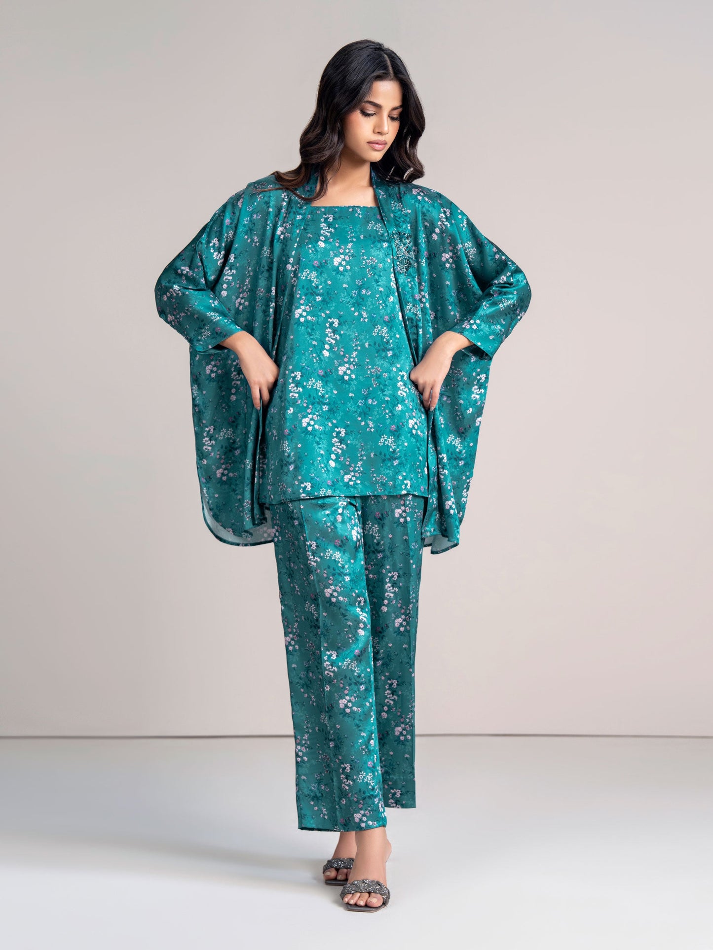 2-Piece Silk Cardigan Suit (Pret)