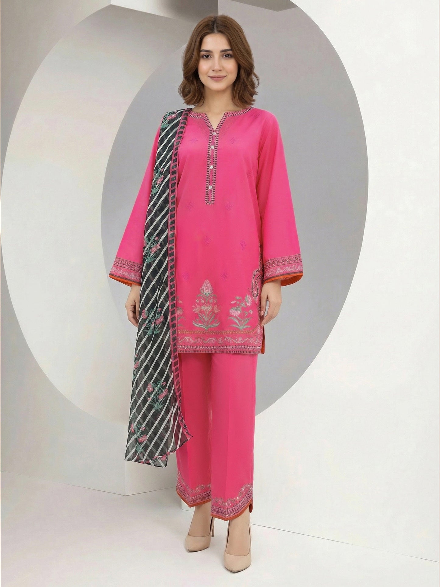3 Piece Lawn Suit- Embroidered (Pret)