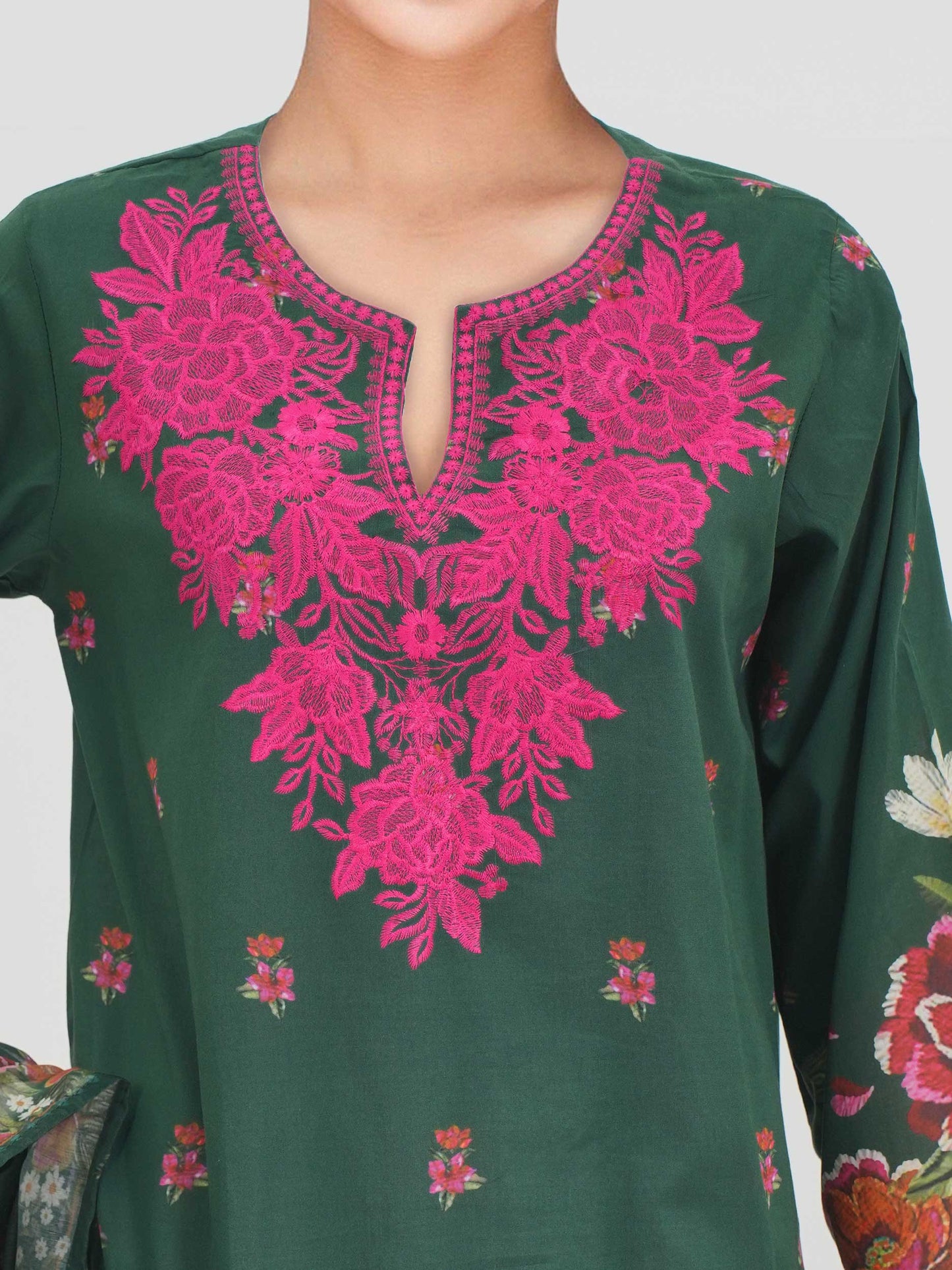 3 Piece Lawn- Embroidered (Pret)