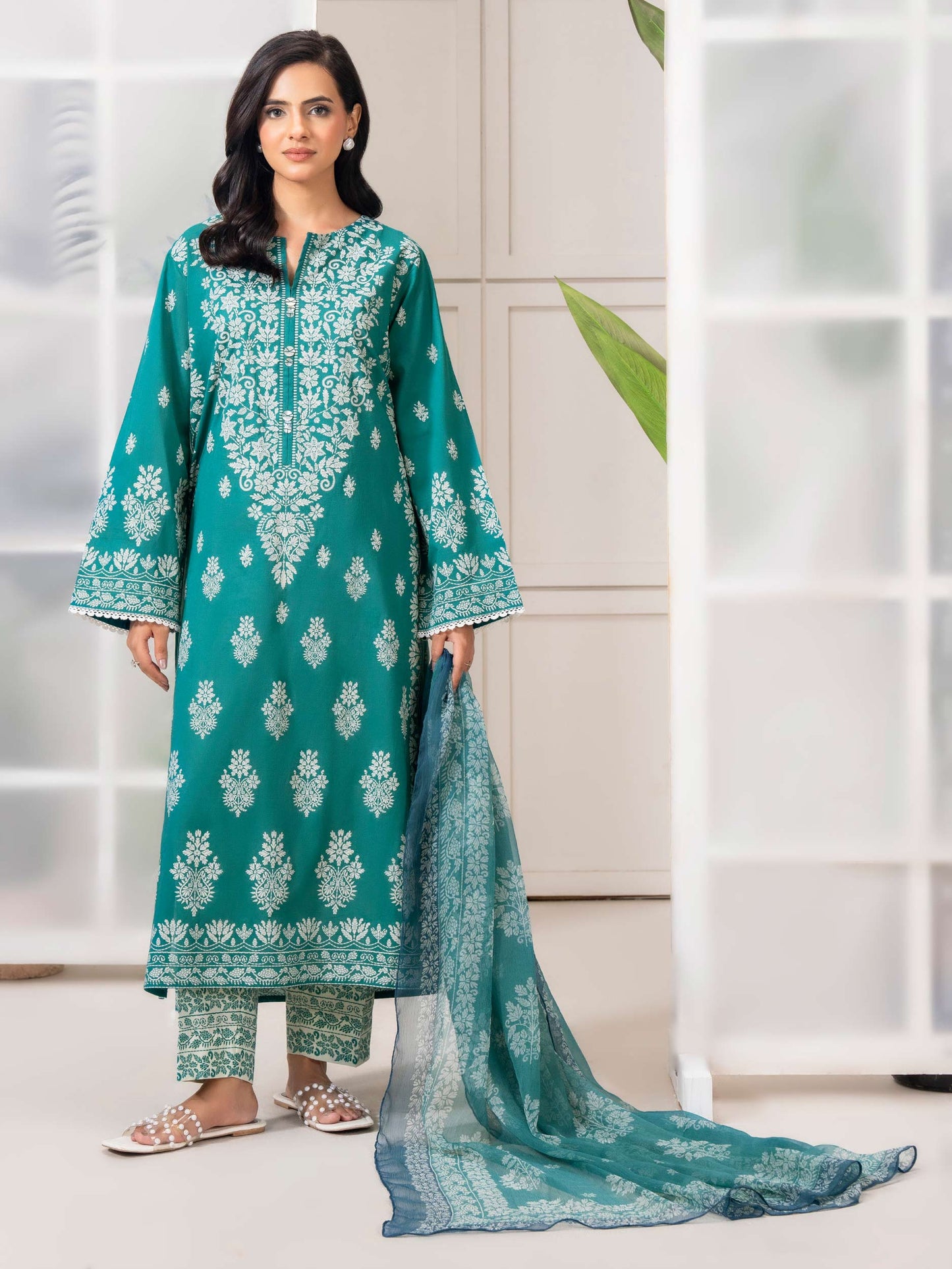 3 Piece Lawn Suit-Paste-Print (Pret)