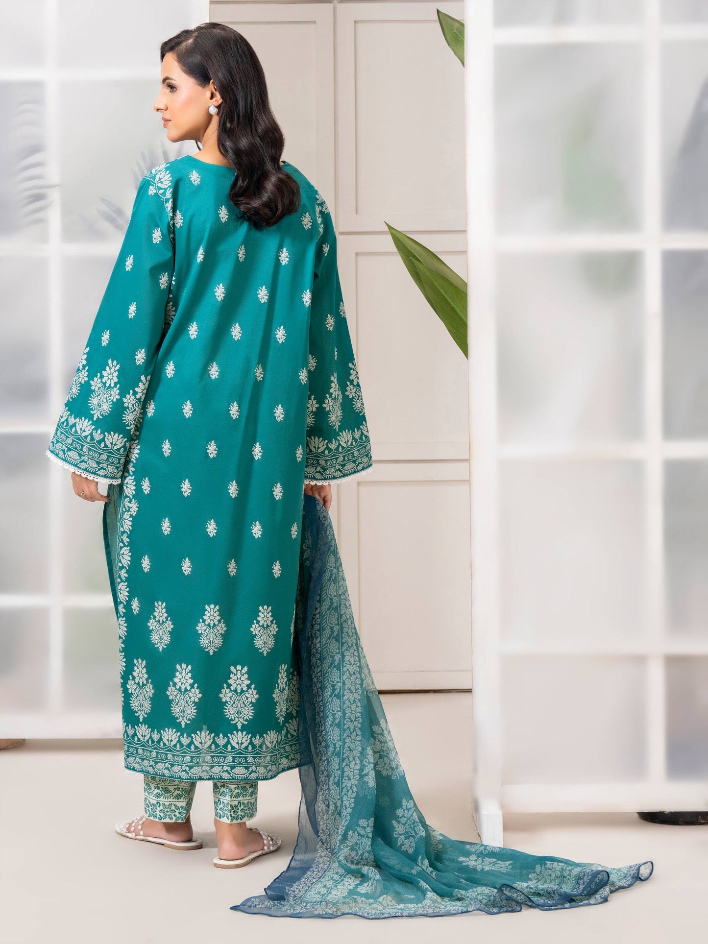 3 Piece Lawn Suit-Paste-Print (Pret)