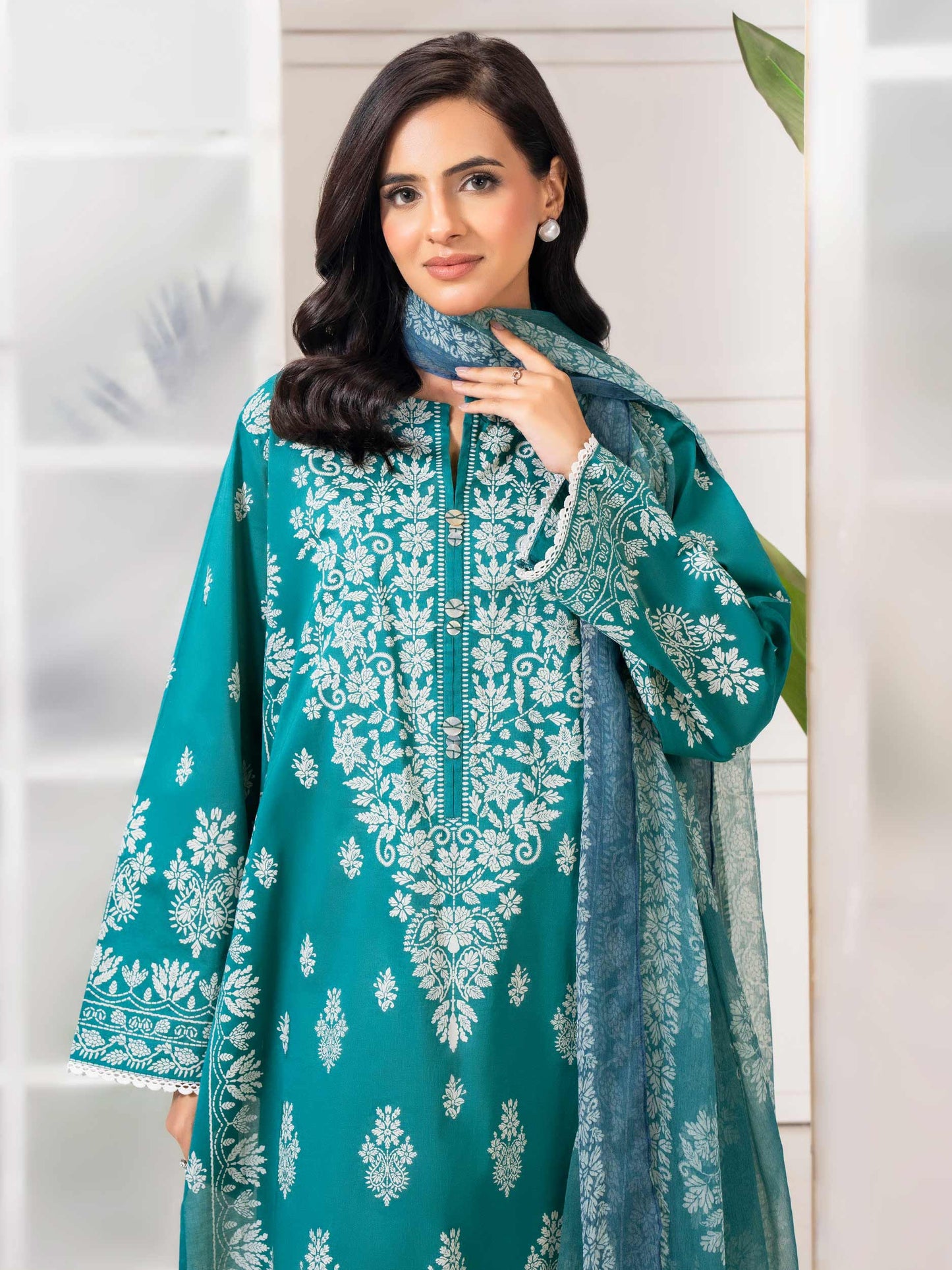 3 Piece Lawn Suit-Paste-Print (Pret)