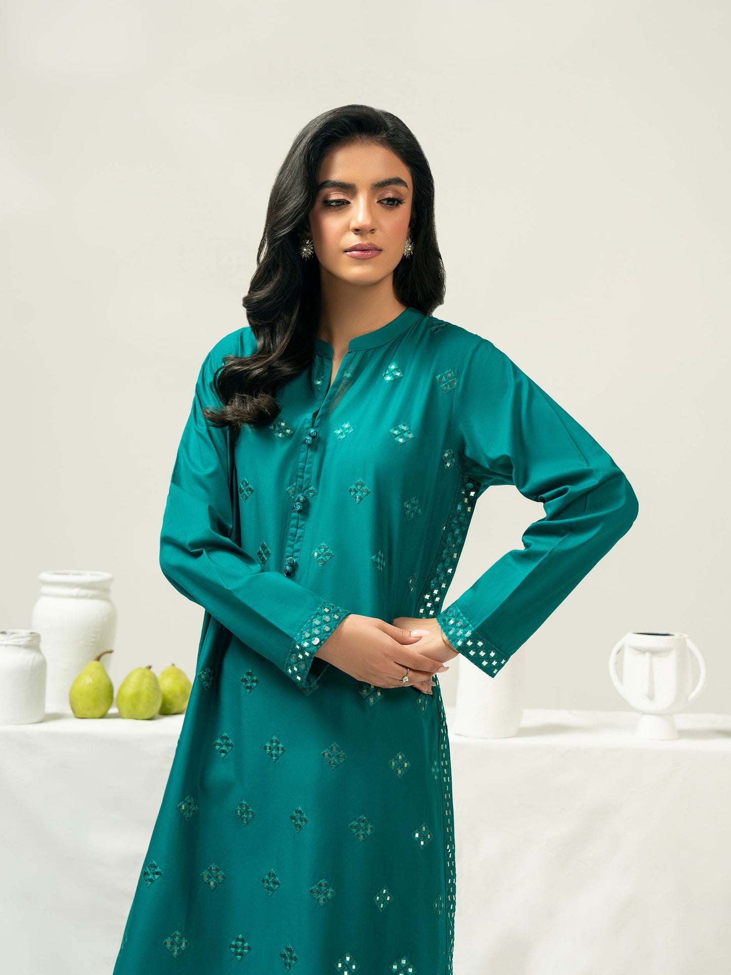 2 Piece Cambric Suit-Embroidered (Pret)