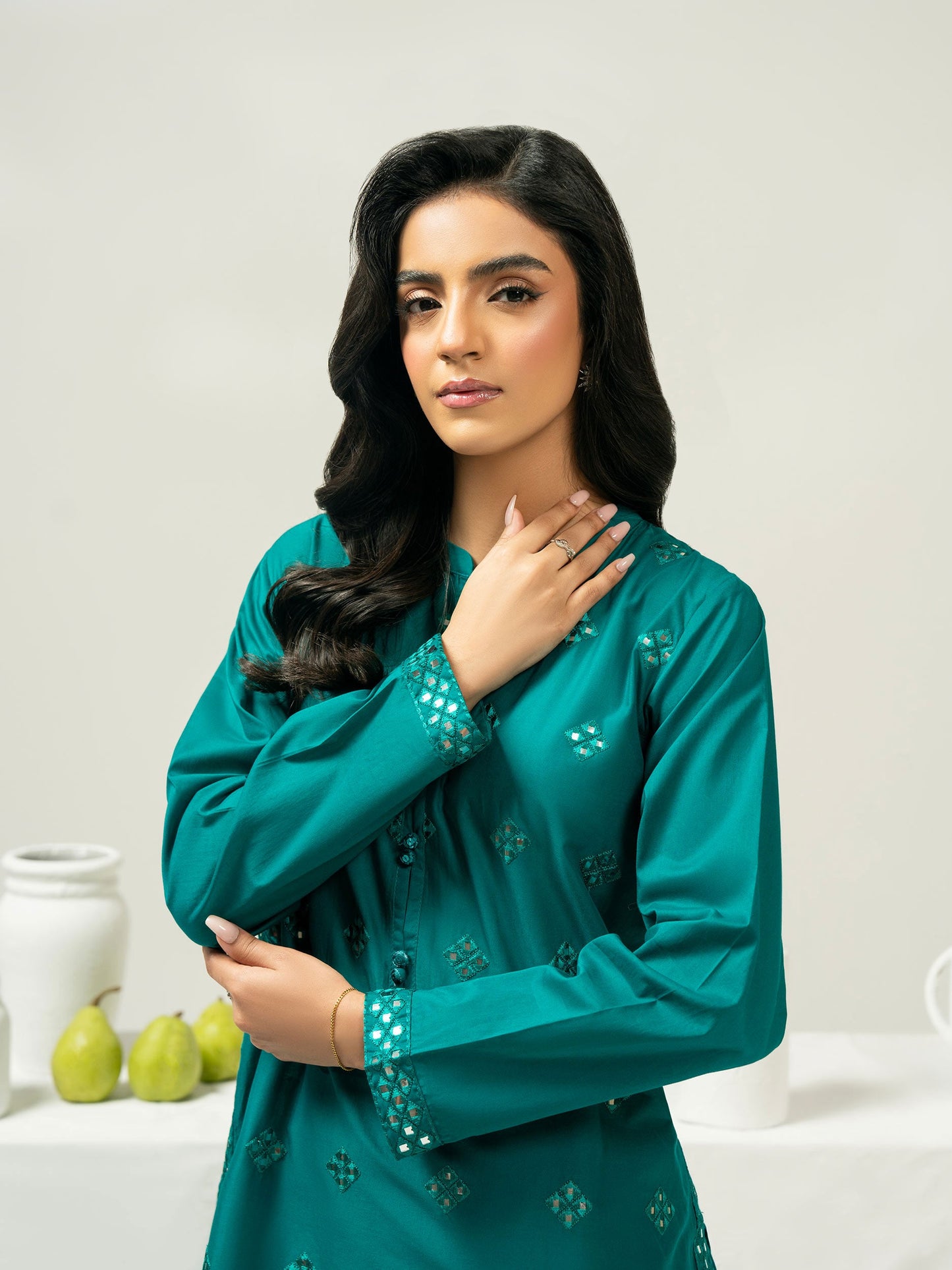 2 Piece Cambric Suit-Embroidered (Pret)