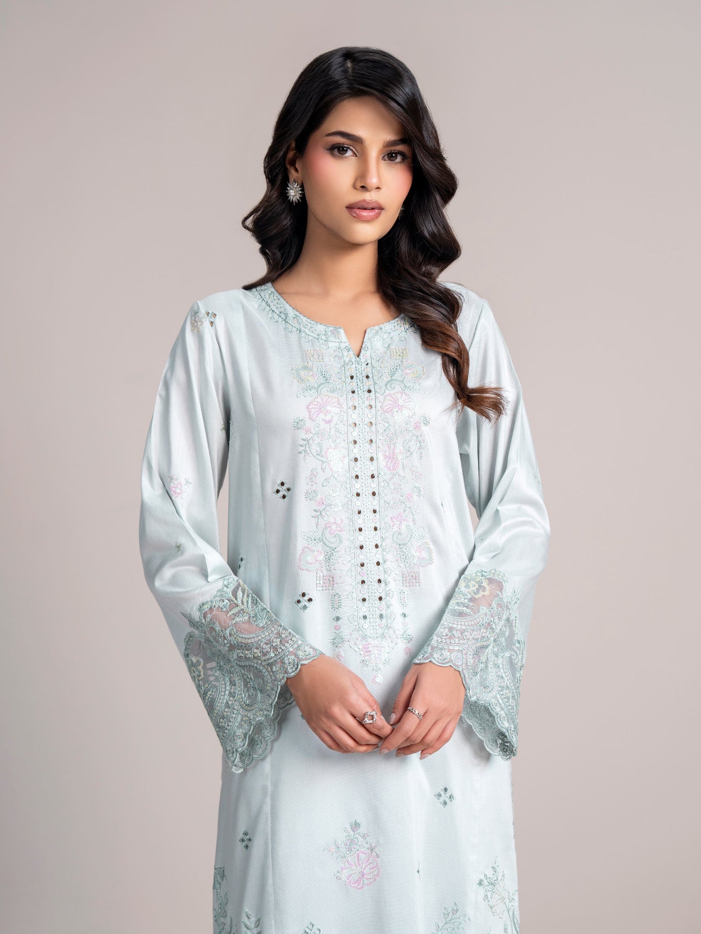 2 Piece Net Suit-Embroidered  (Pret)