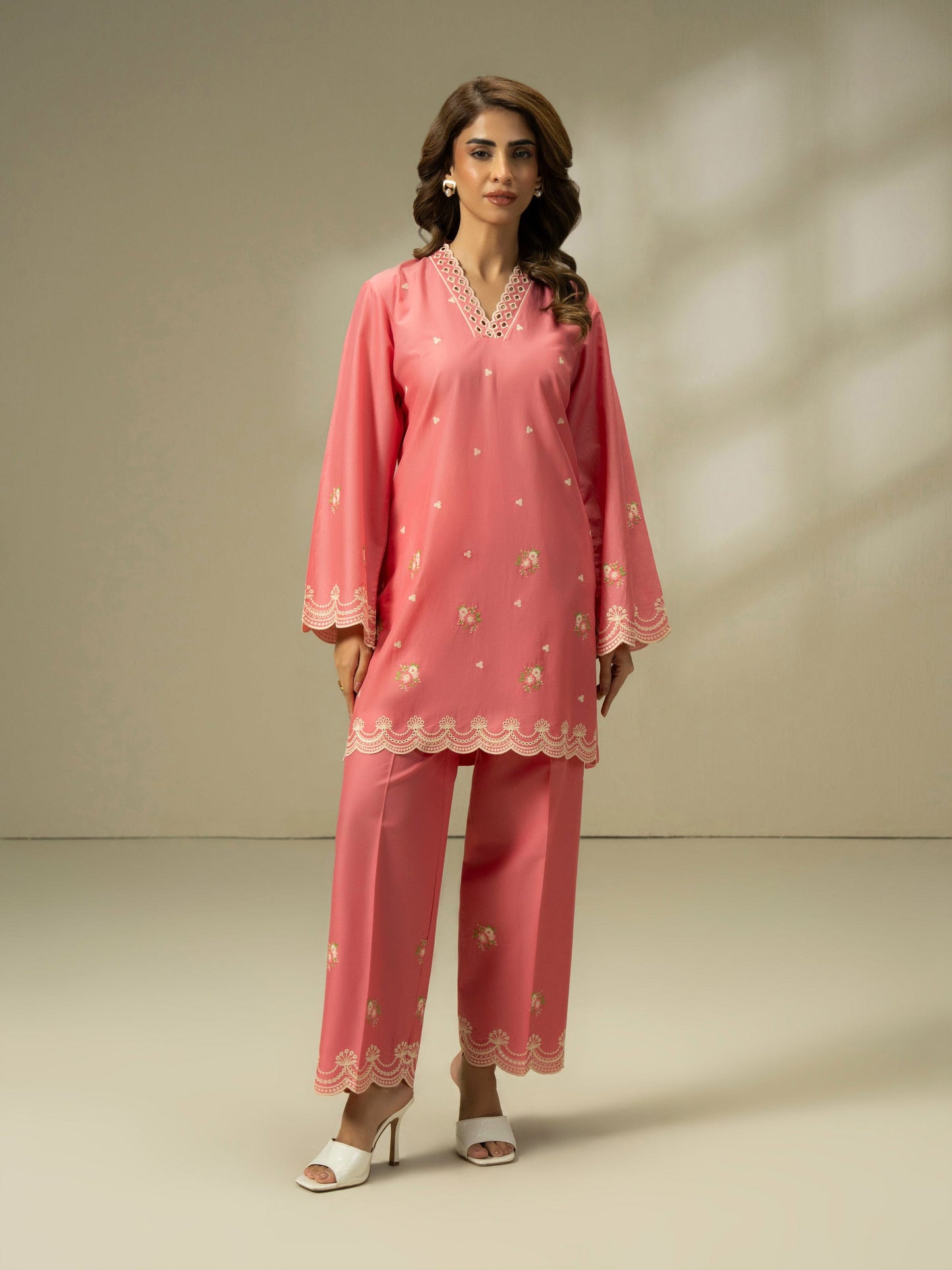 2 Piece Cambric Suit-Embroidered (Pret)