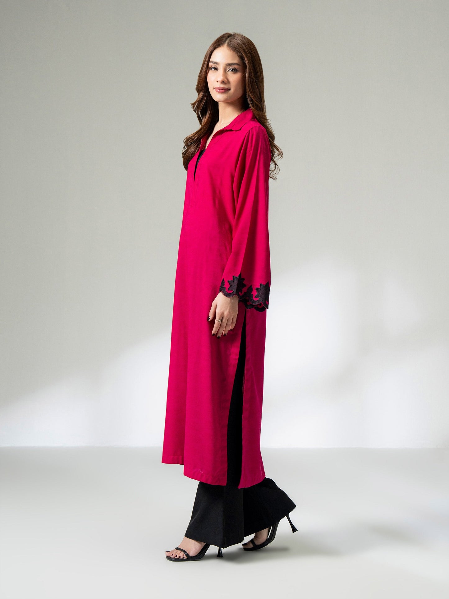 Self Jacquard Shirt- Embroidered (Pret)