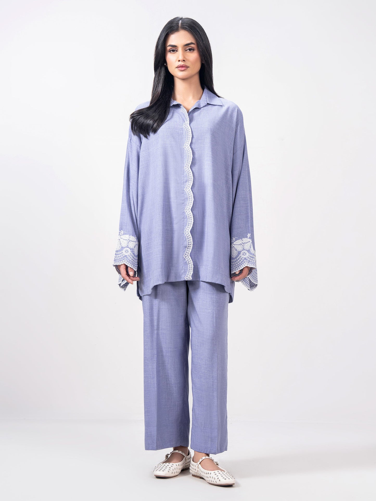 Yarn Dyed Co-ord Set- Embroidered