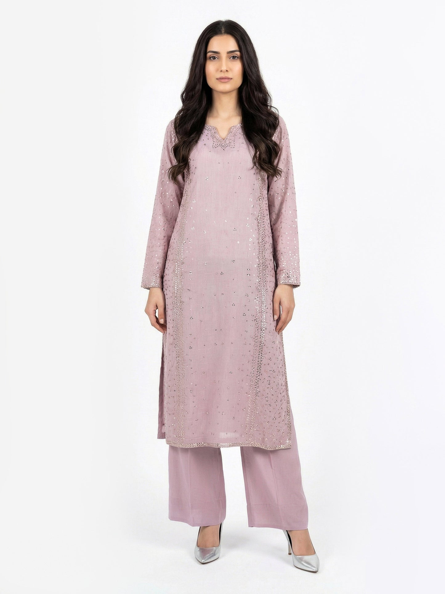 2 Piece Glitter Lawn- Embroidered (Pret)