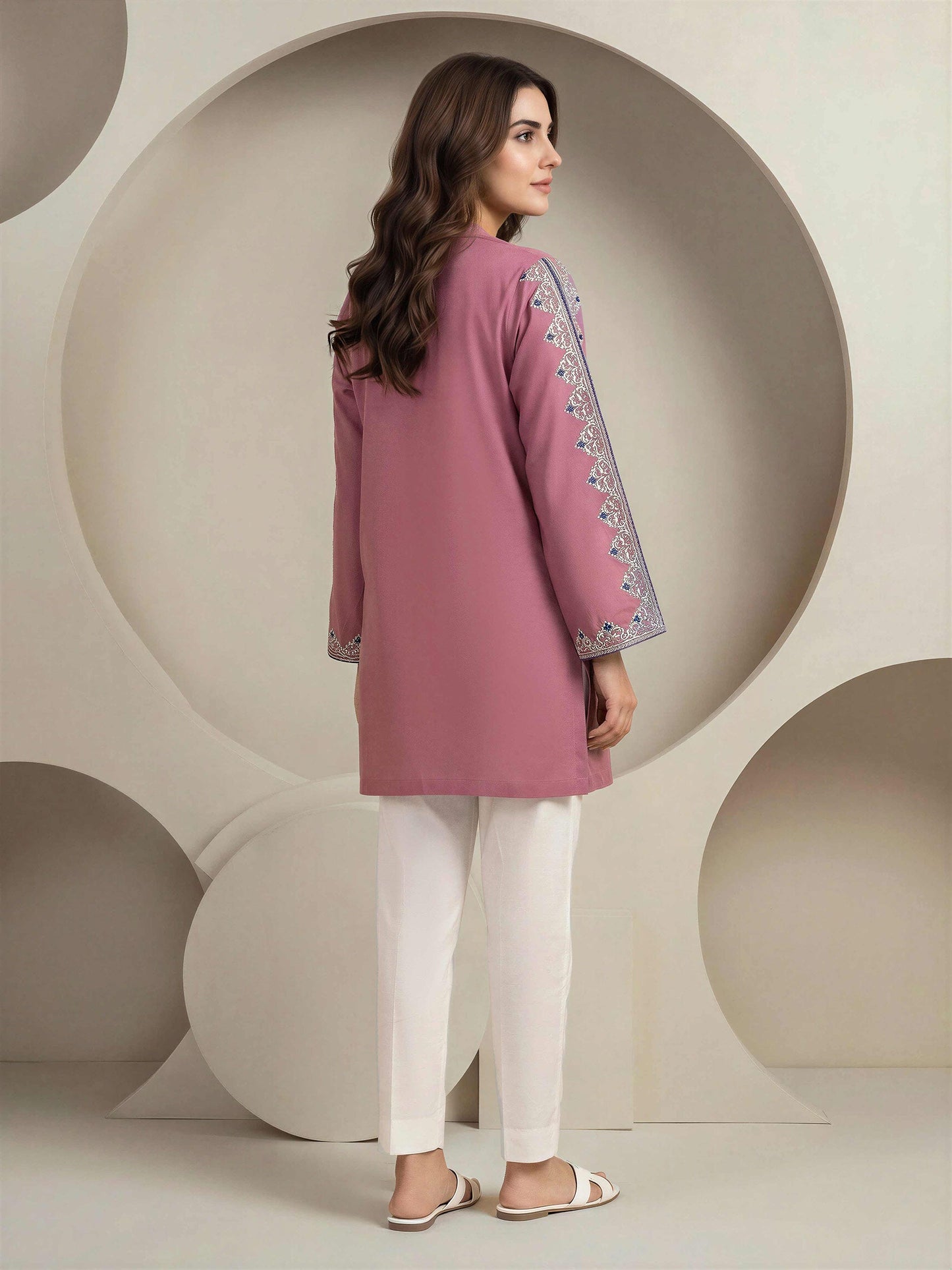 Cambric Slub Kurti- Embroidered