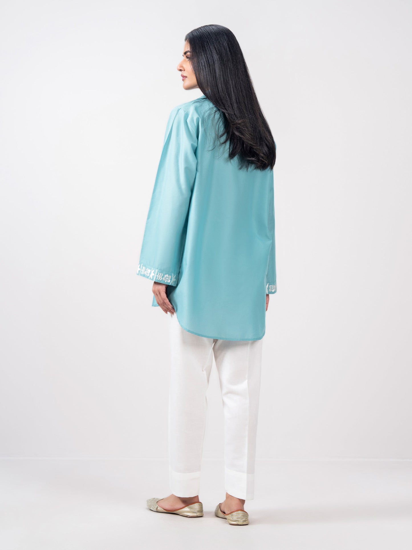 Cambric Kurti- Embroidered (Pret)
