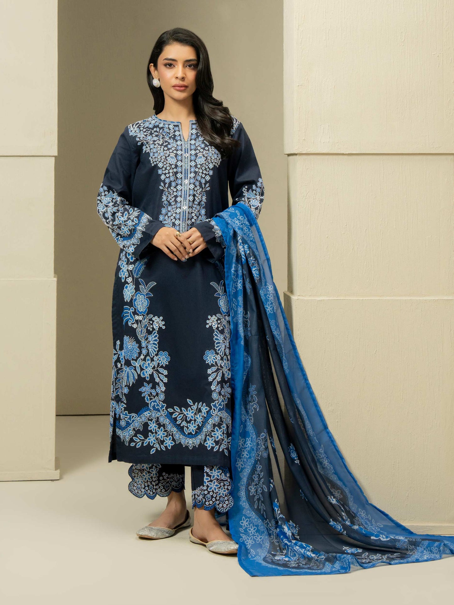 3 Piece Cambric Suit-Prined (Pret)