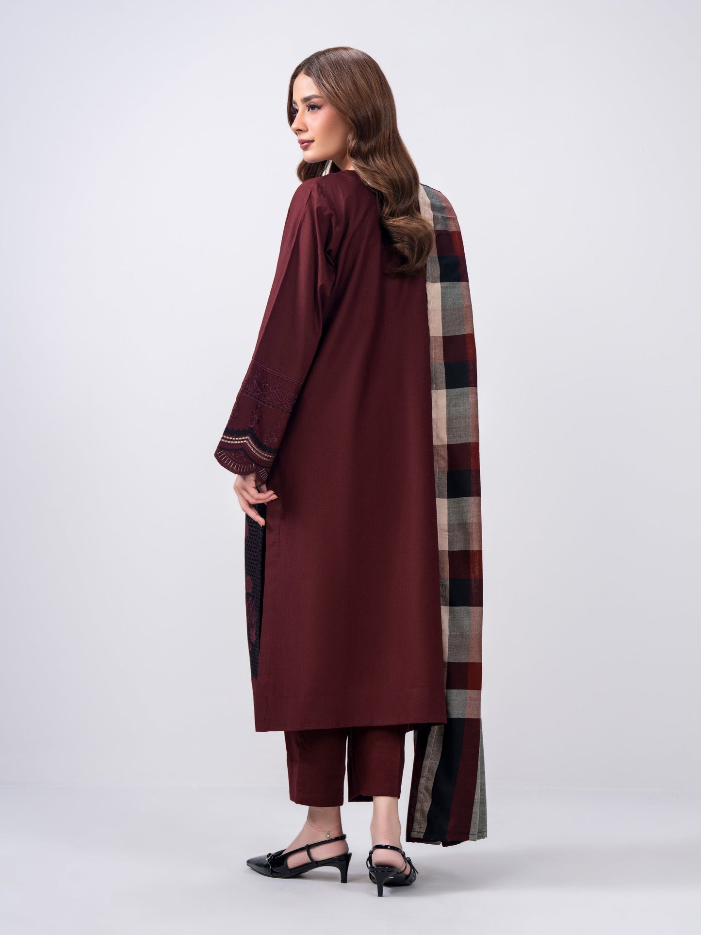 3 Piece Dobby Suit- Embroidered (Pret)