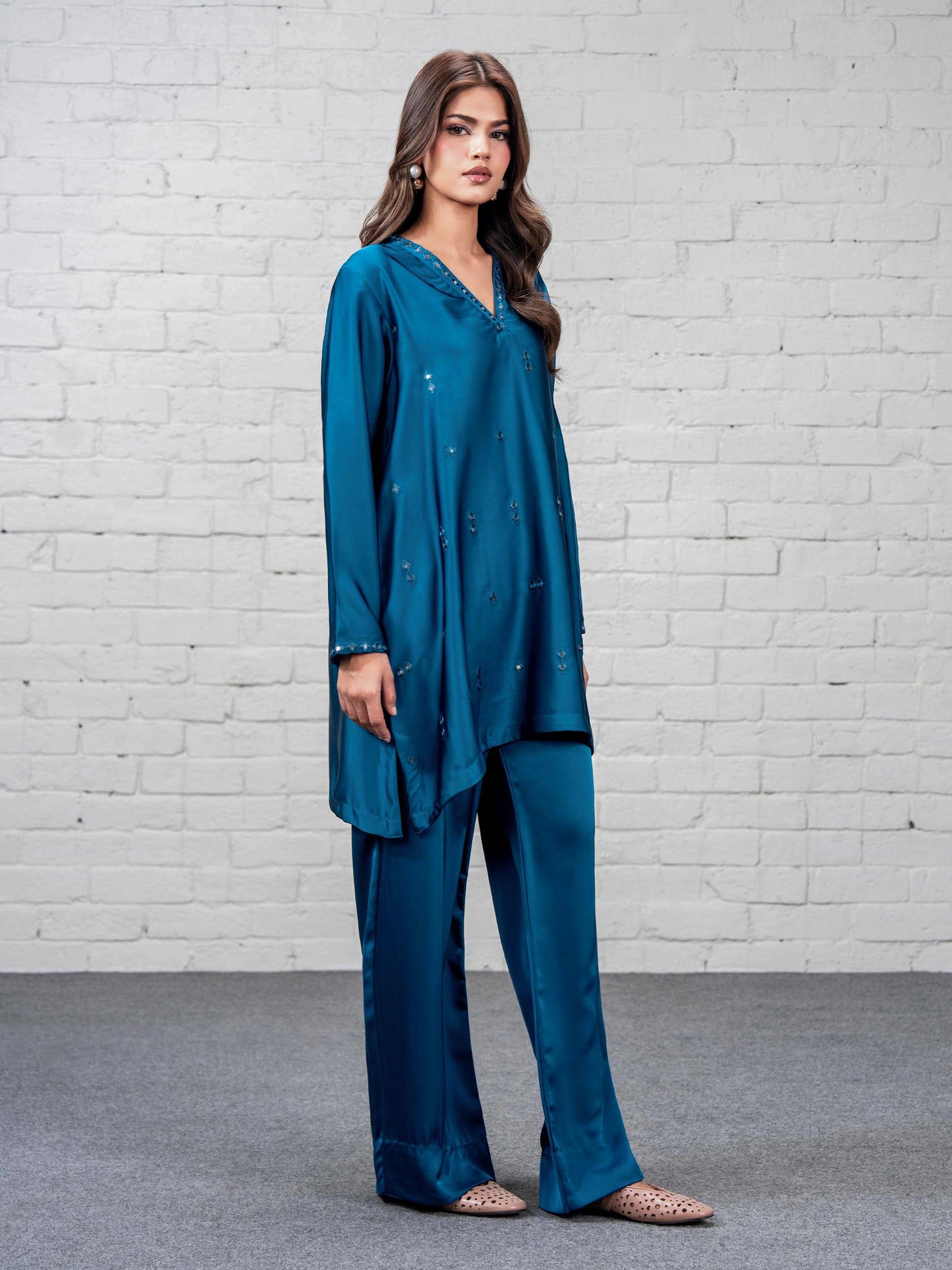 2 Piece Silk Suit- Embellished (Pret)