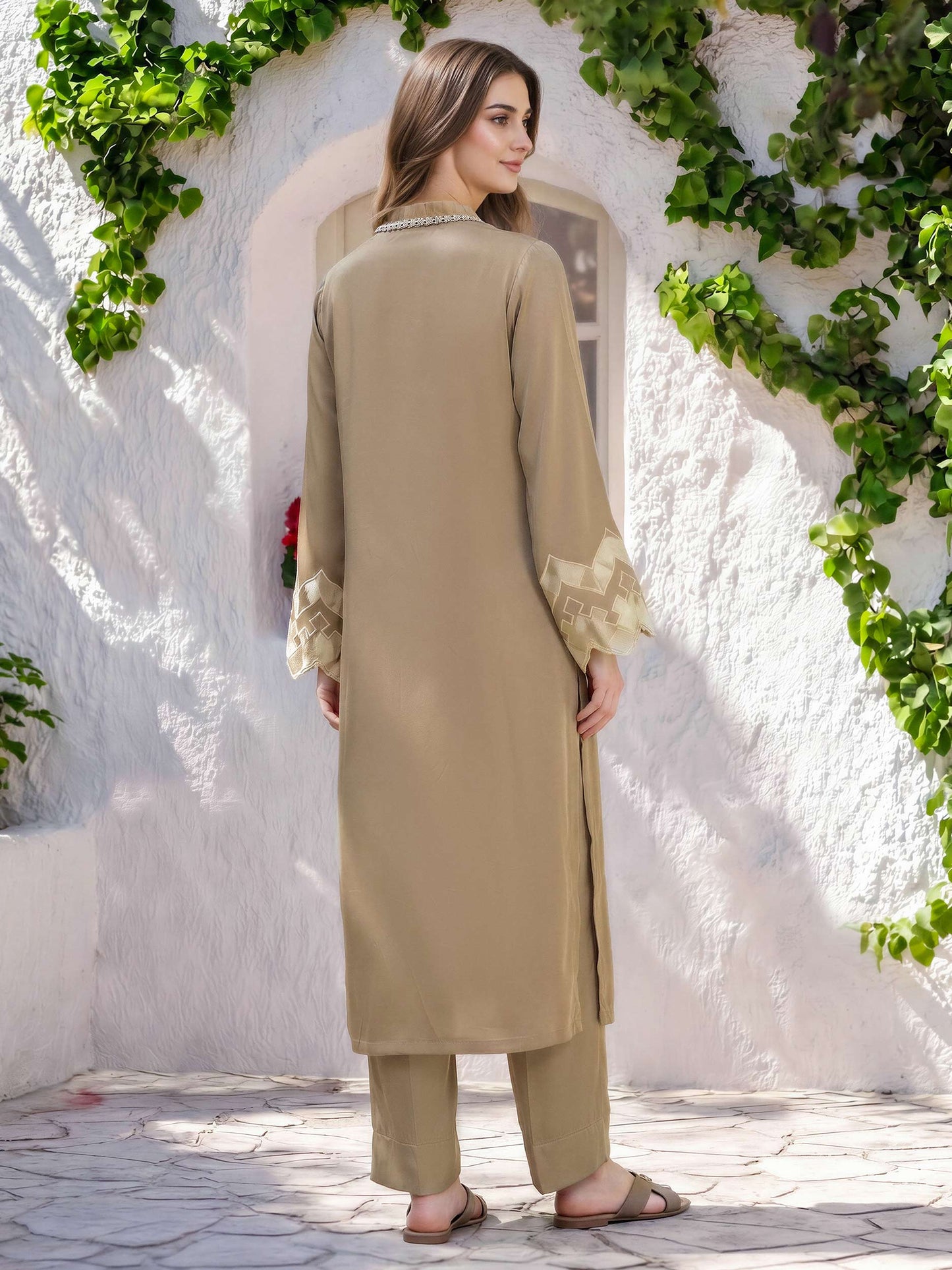 2 Piece Silk Suit- Embroidered (Pret)