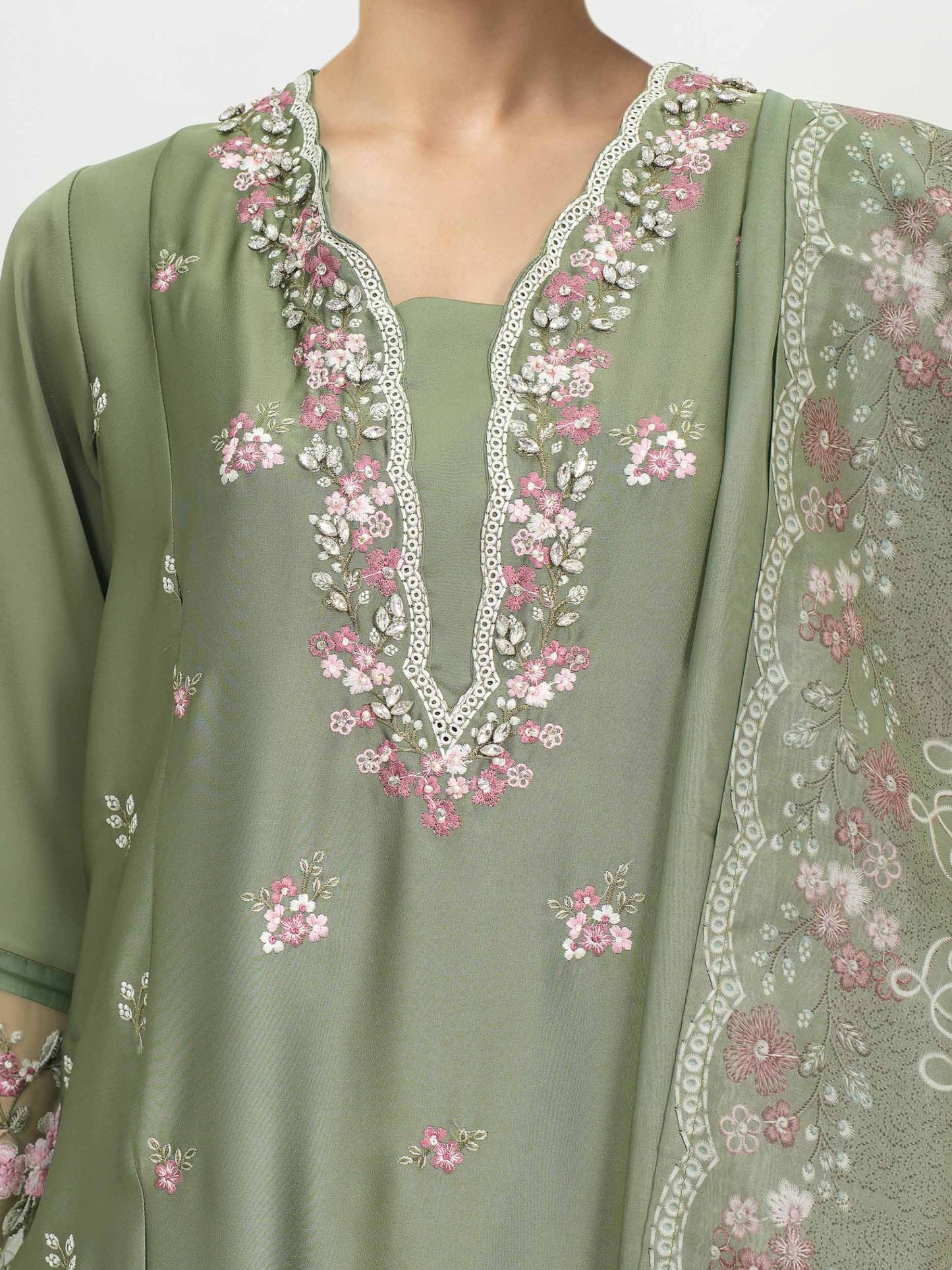 3-Piece Premium Silk Suit-Embroidered (Pret)