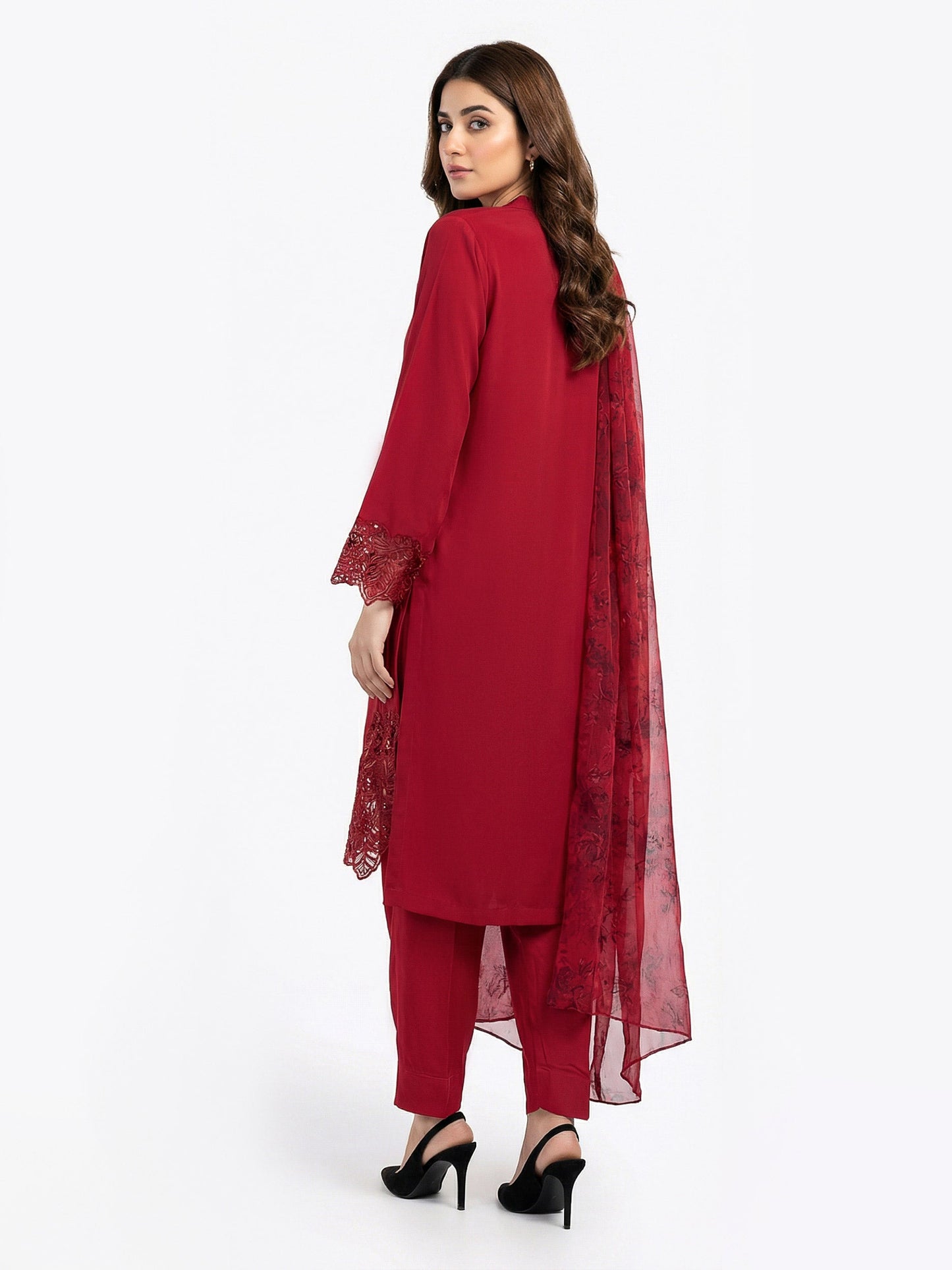 3 Piece Silk Suit- Embroidered (Pret)