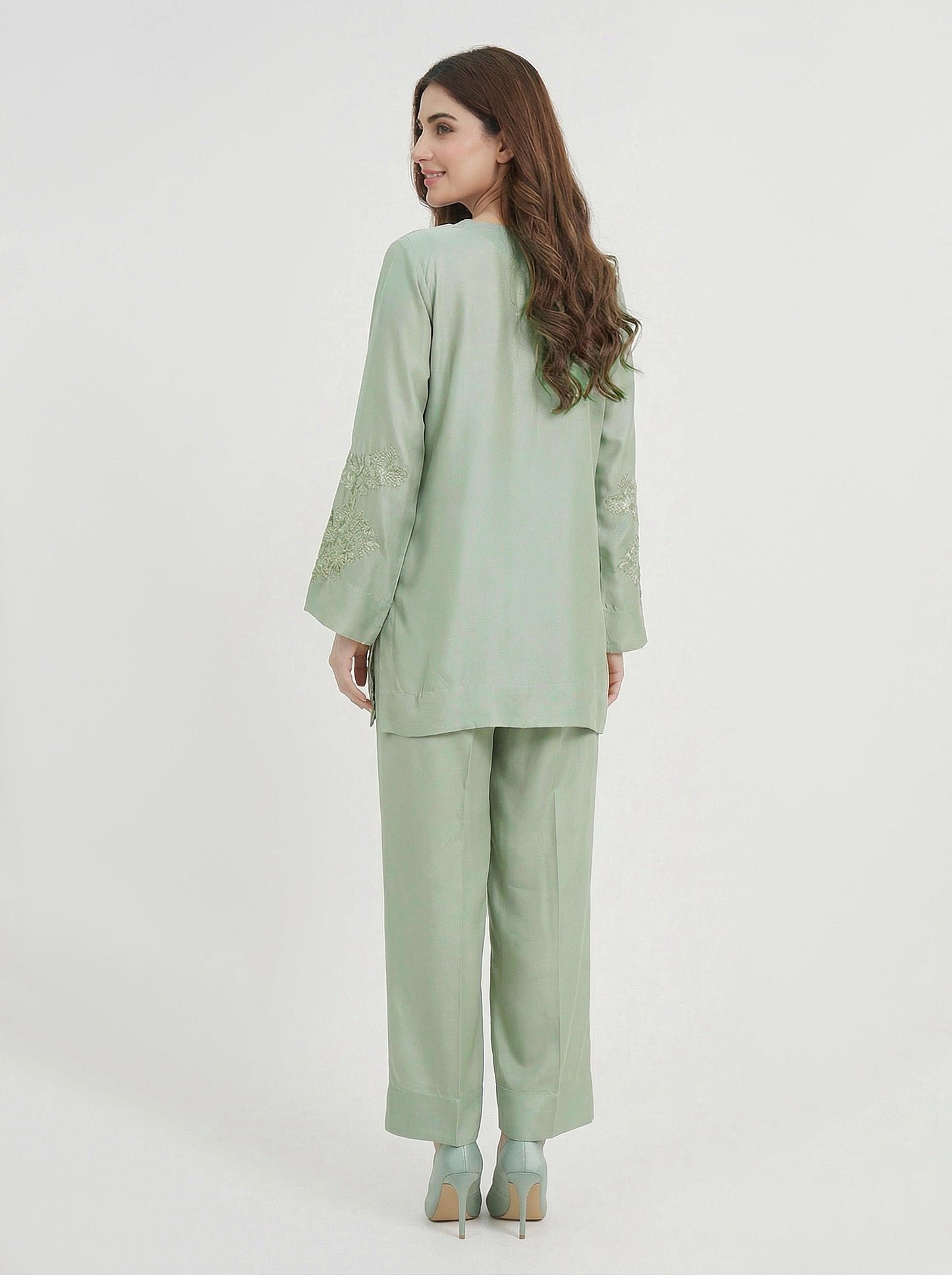 Silk Co-ord Set- Embroidered