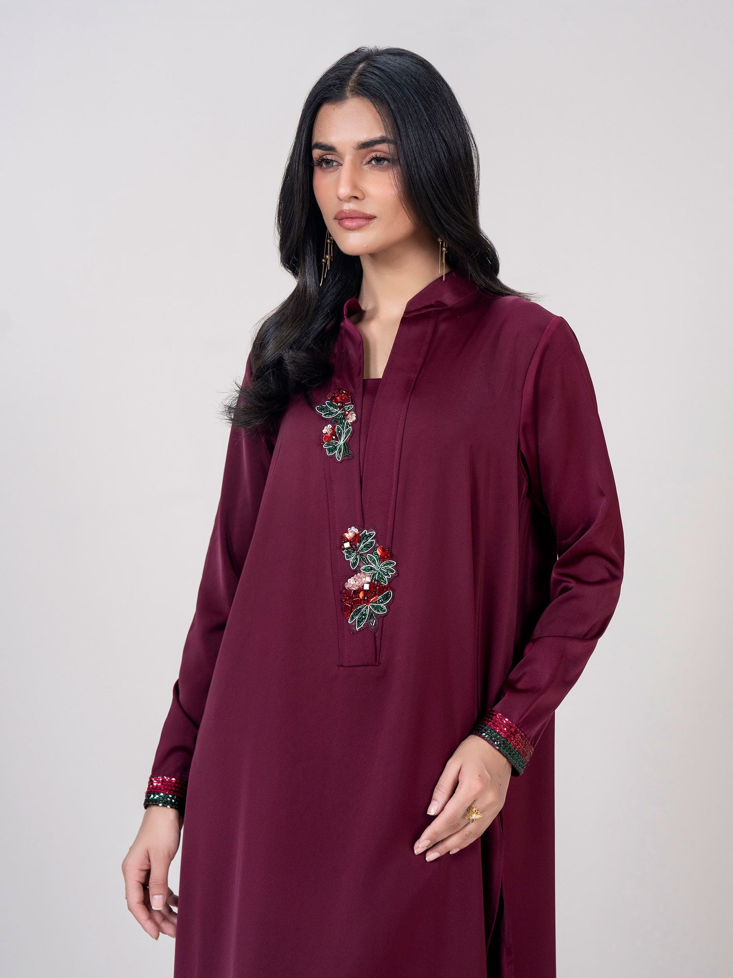 2 Piece Silk Suit- Embellished (Pret)