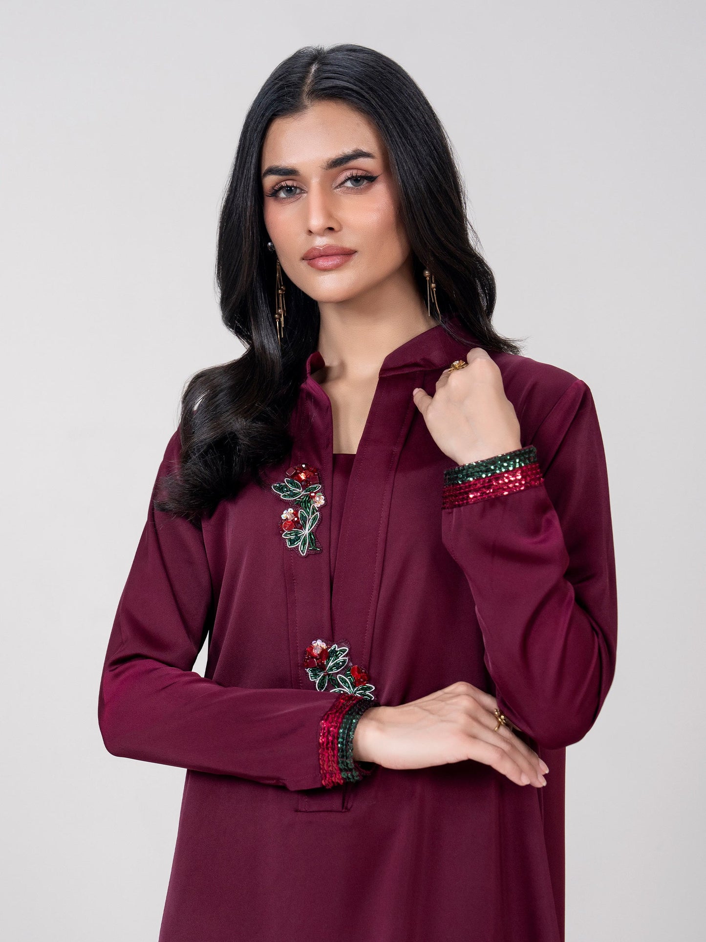 2 Piece Silk Suit- Embellished (Pret)