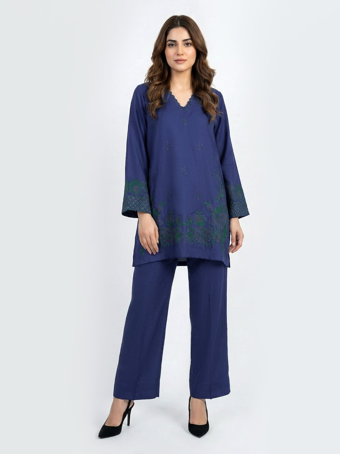 Silk Co-ord Set- Embroidered