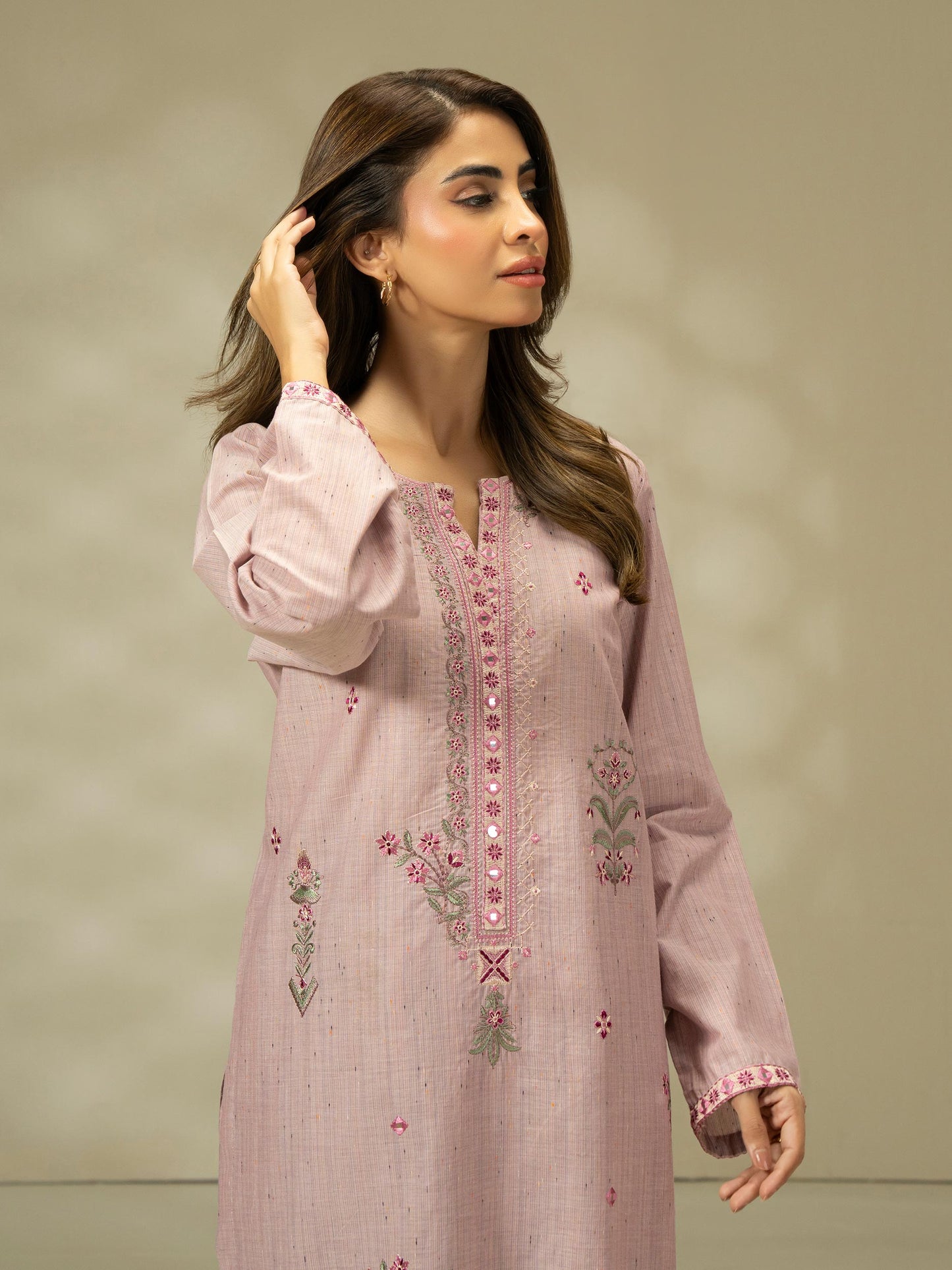 2 Piece  Yarn Dyed Suit-Embroidered (Pret)