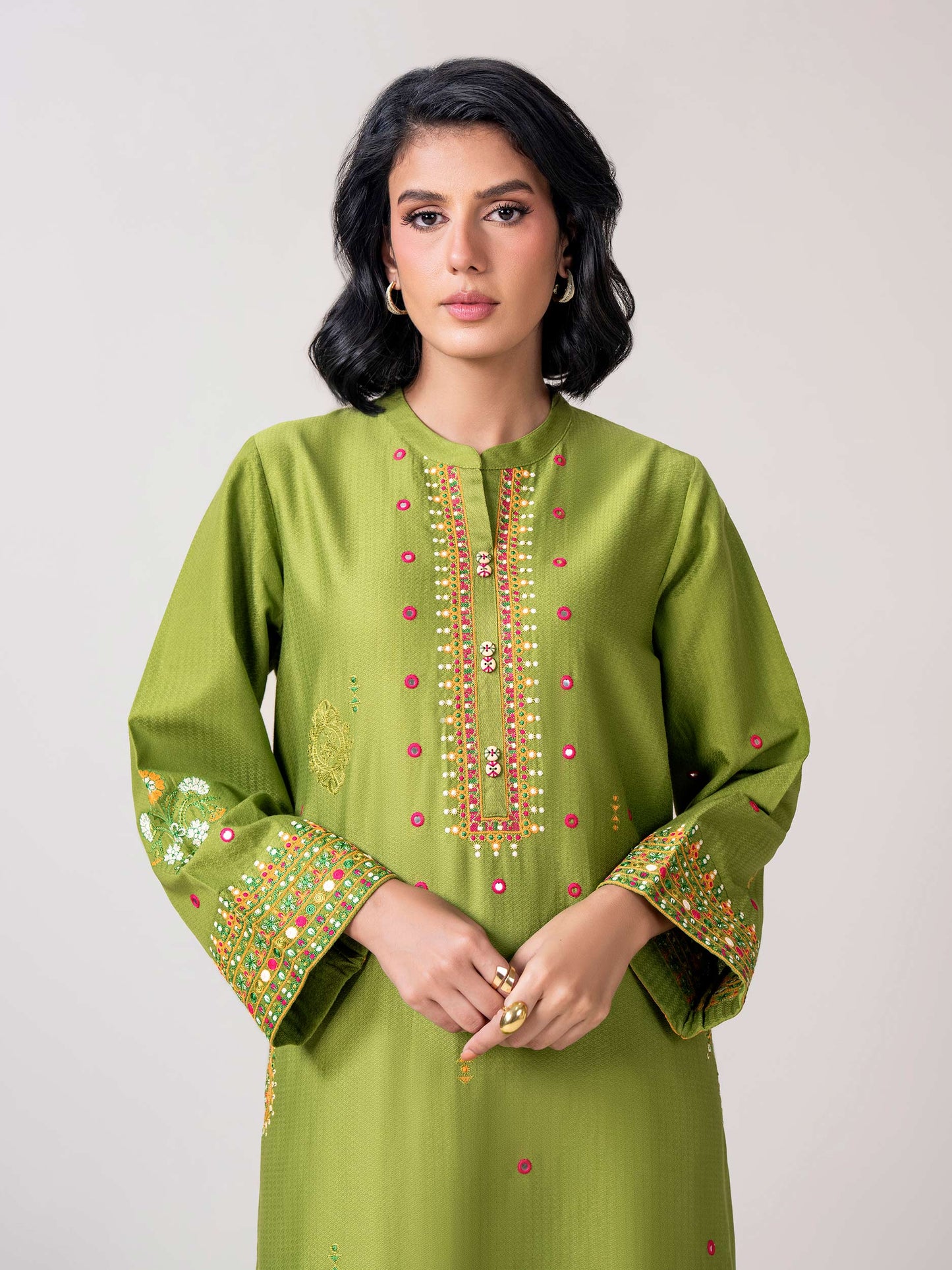 2 Piece Dobby Suit- Embroidered (Pret)