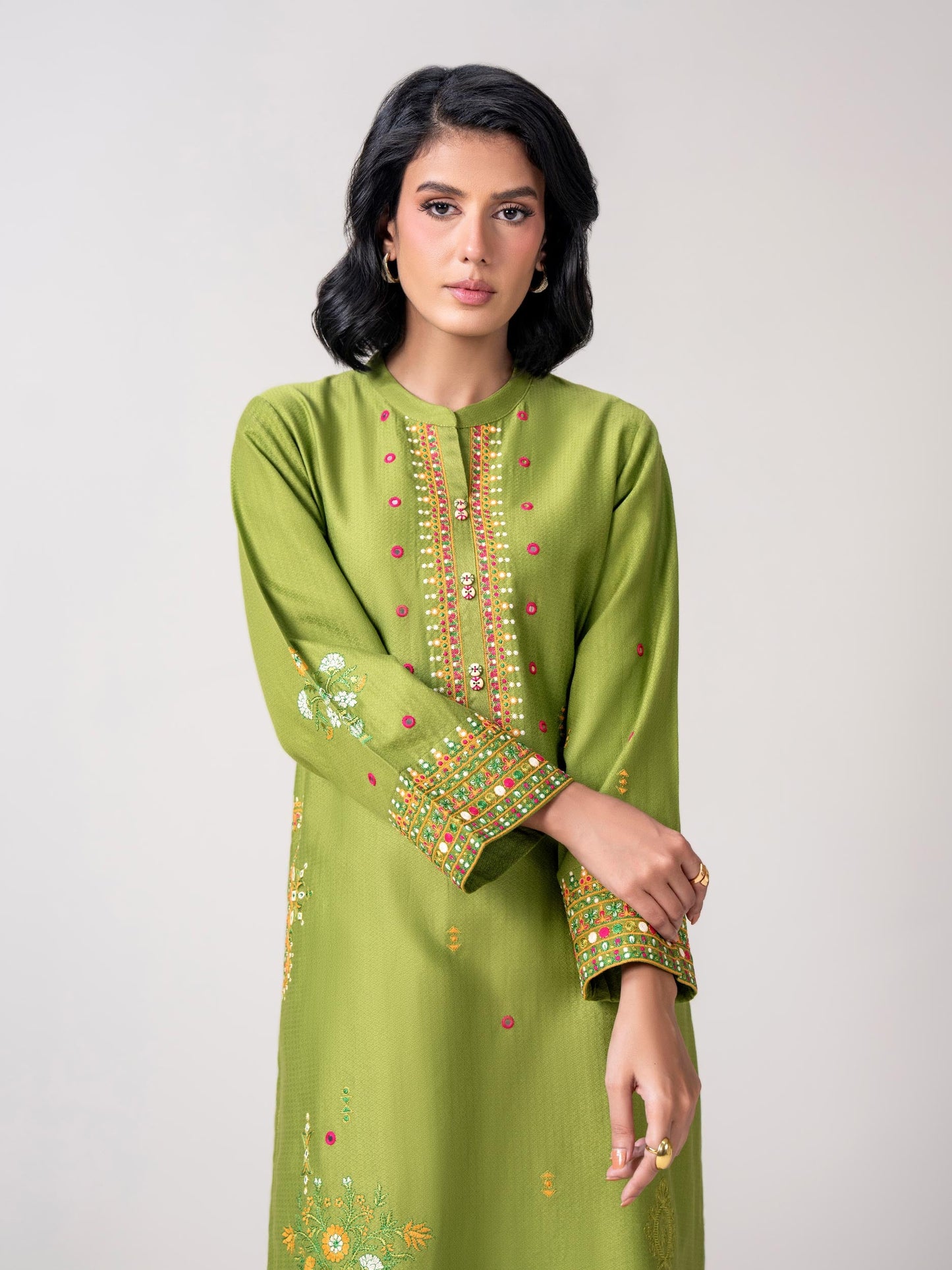 2 Piece Dobby Suit- Embroidered (Pret)