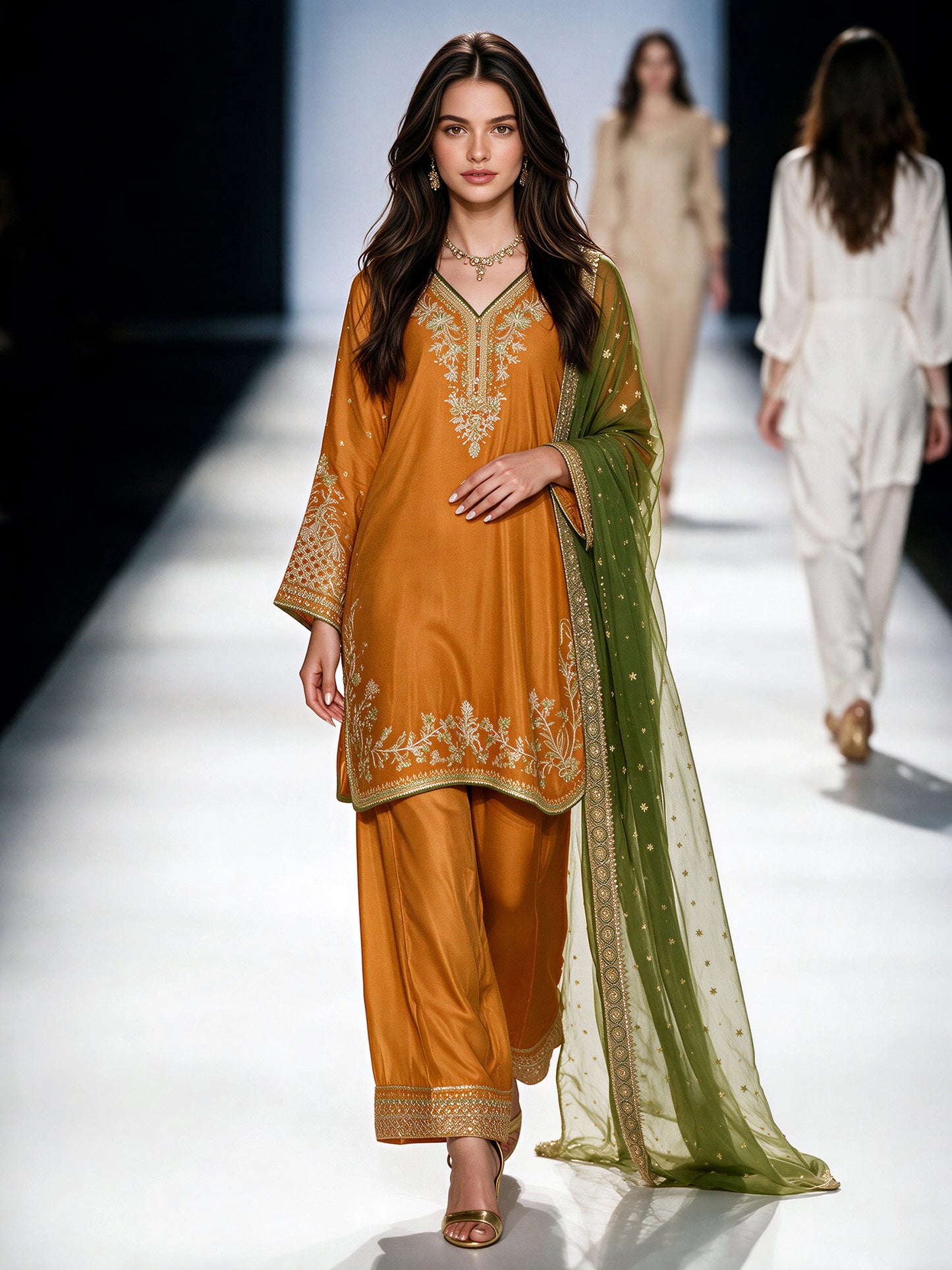 3 Piece Raw Silk Suit- Embroidered (Pret)