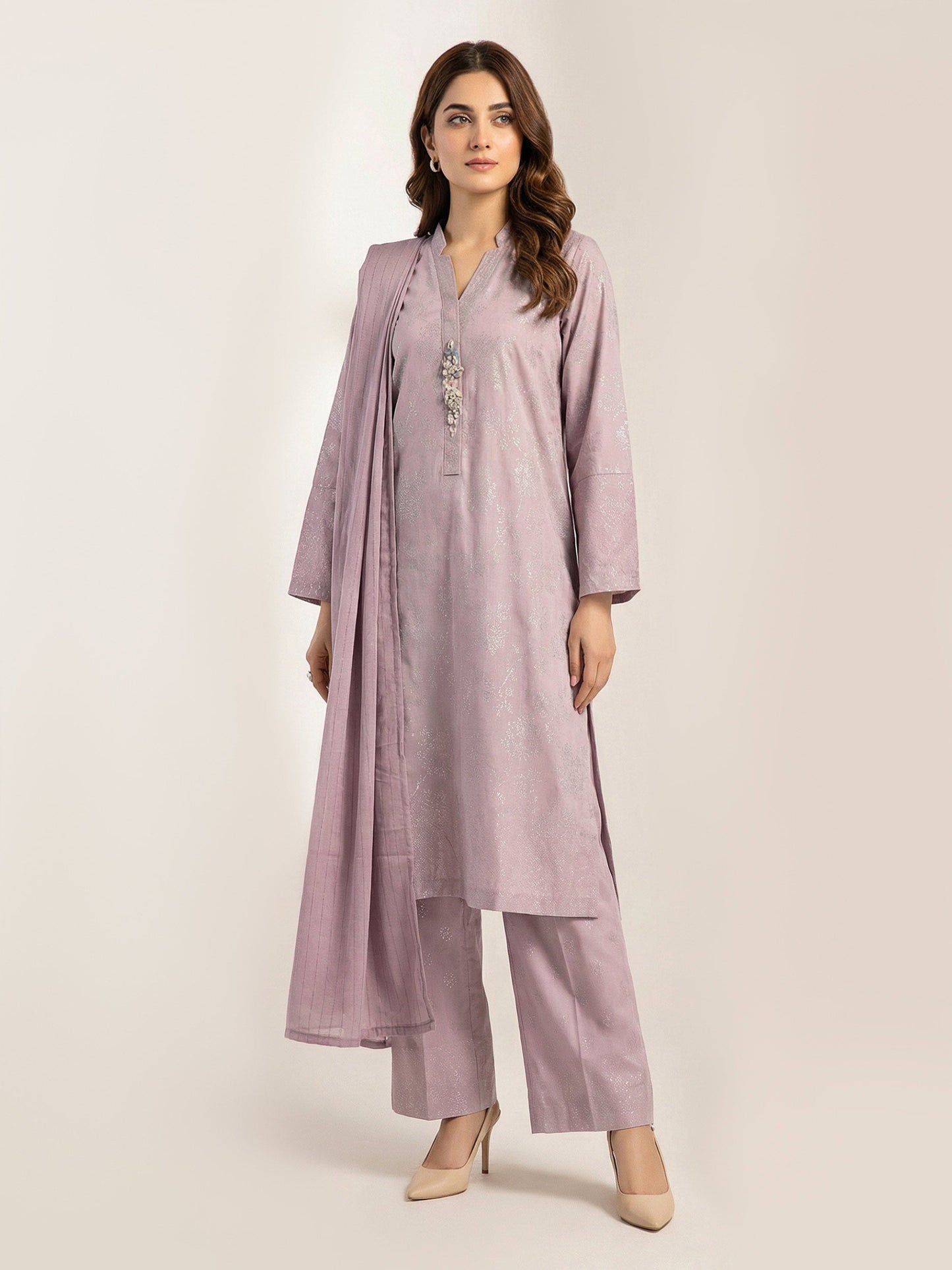 3 Piece Khaddar- Embellished (Pret)