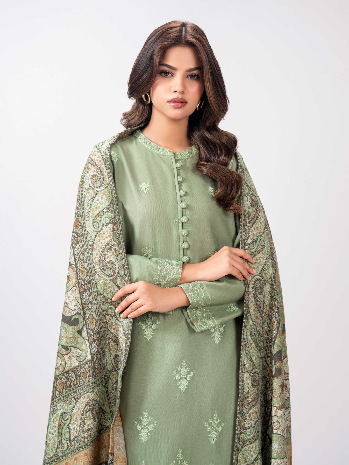 3 Piece Khaddar Suit- Embroidered (Pret)
