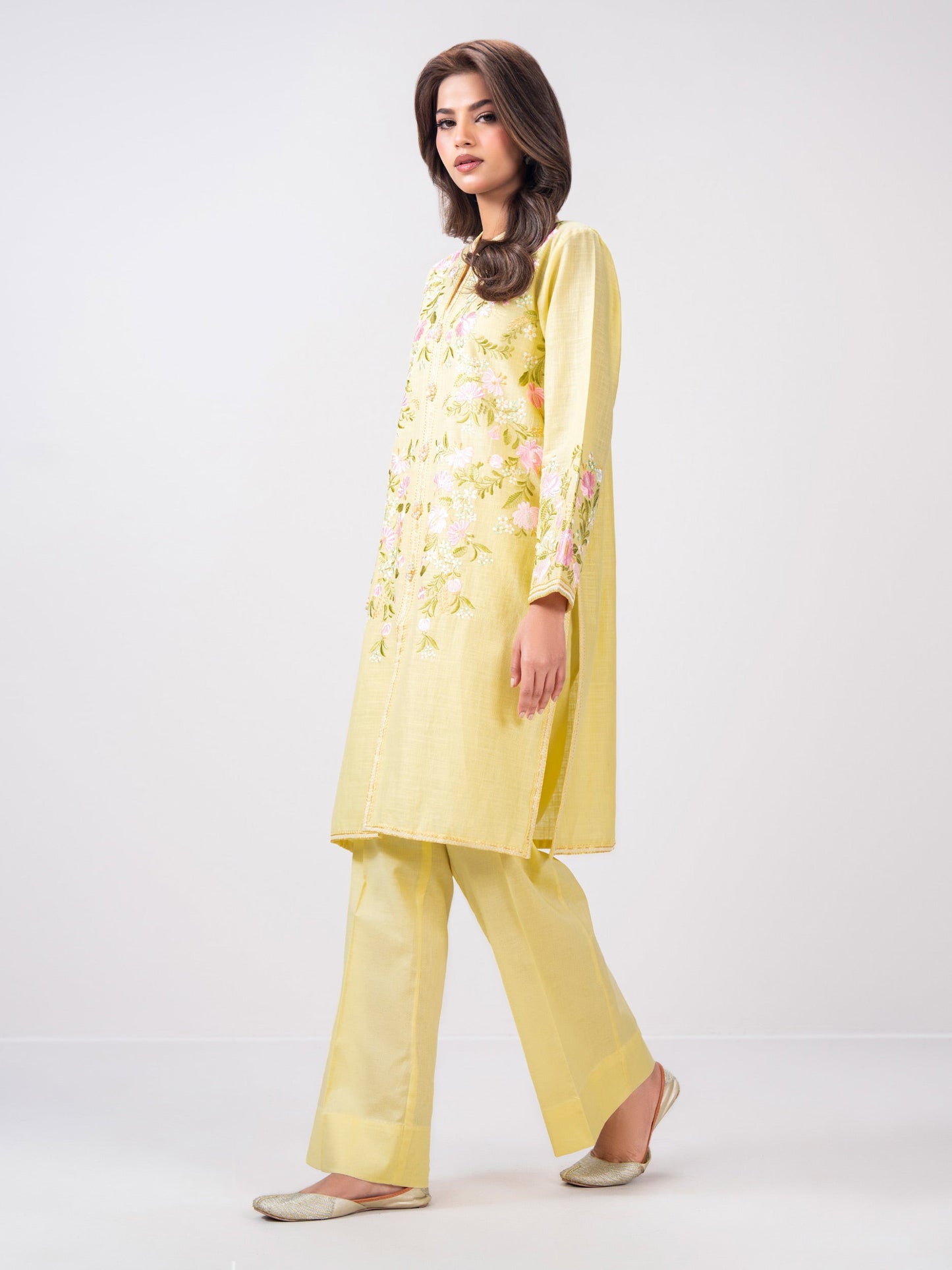 2 Piece Slub Khaddar Suit- Embroidered (Pret)