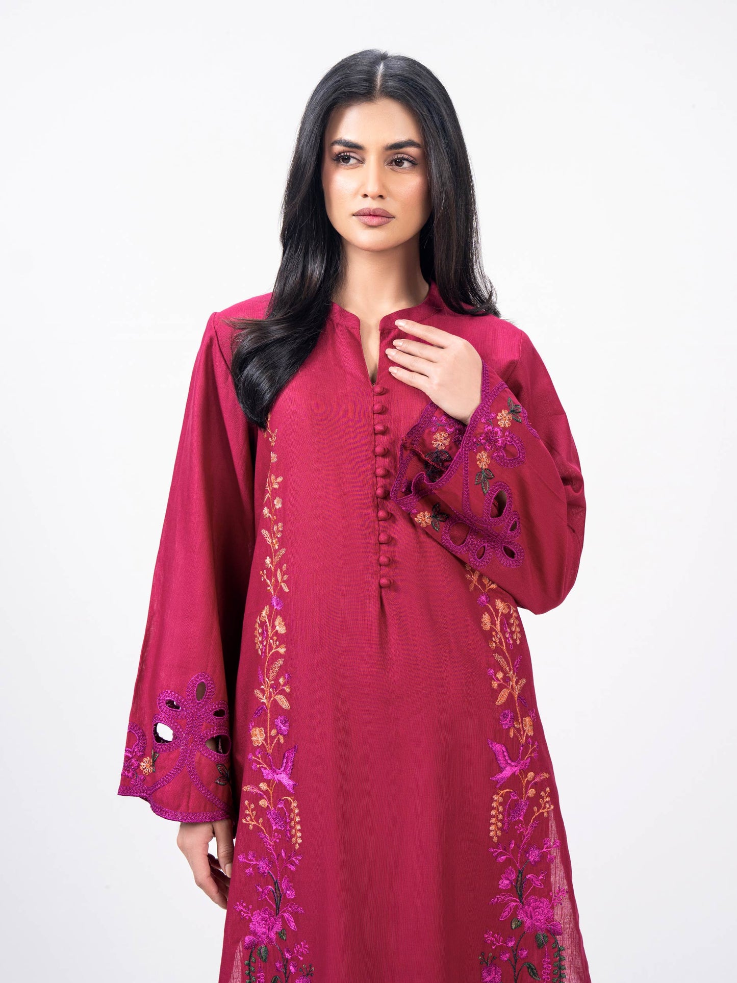 2 Piece Slub Khaddar Suit- Embroidered (Pret)