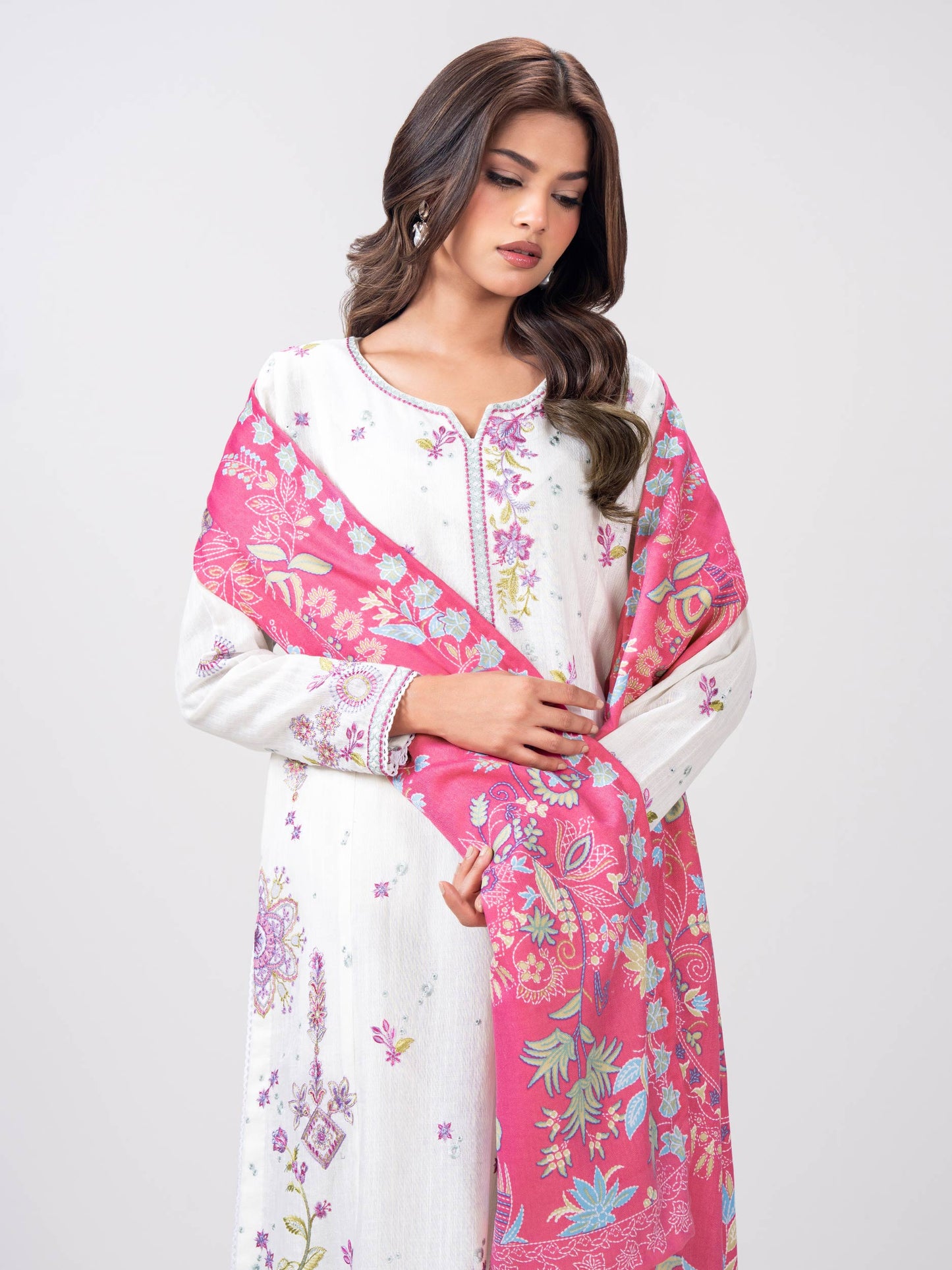 2 Piece Slub Khaddar Suit- Embroidered (Pret)