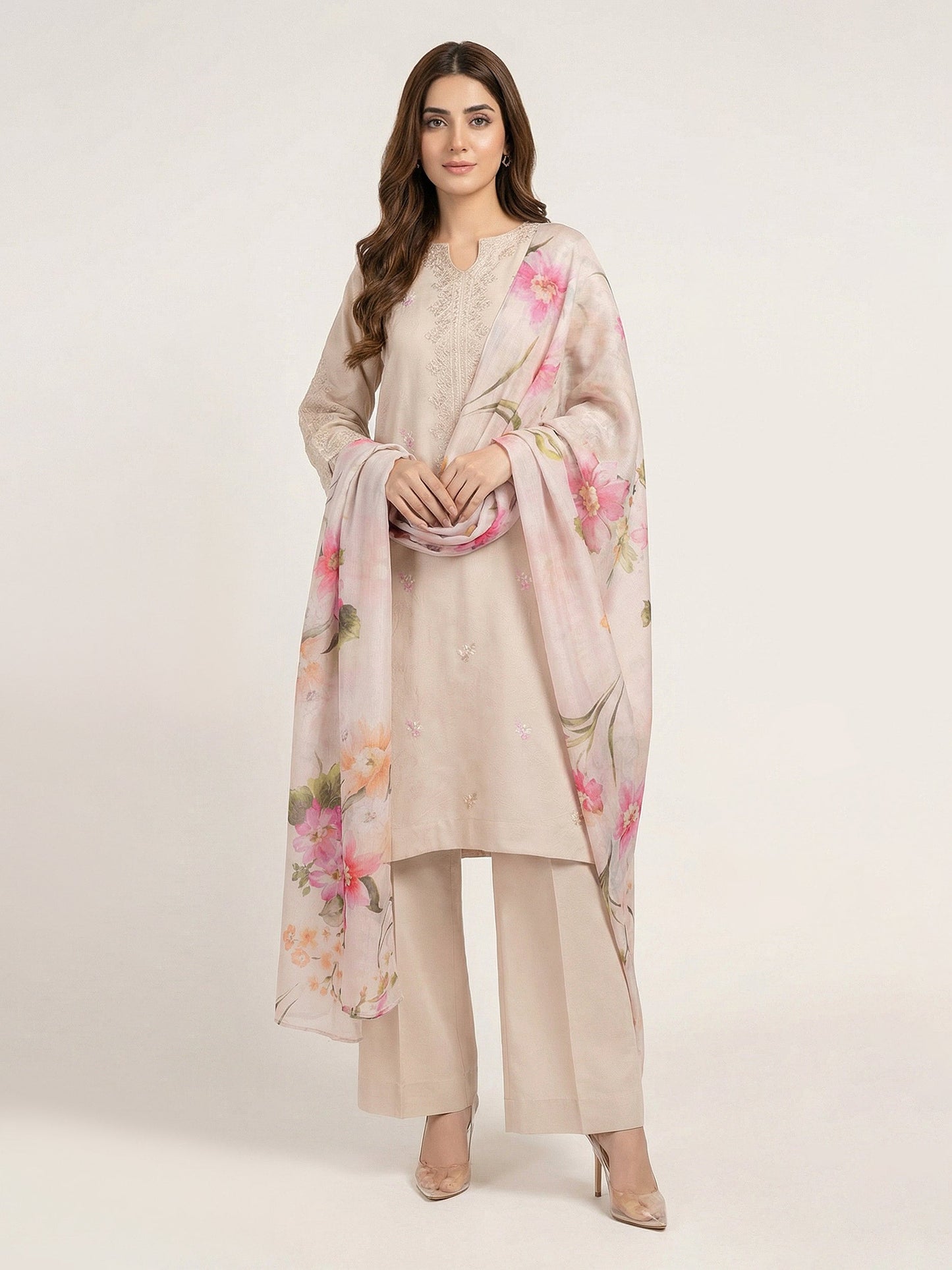 3 Piece Yarn Dyed Suit- Embroidered (Pret)