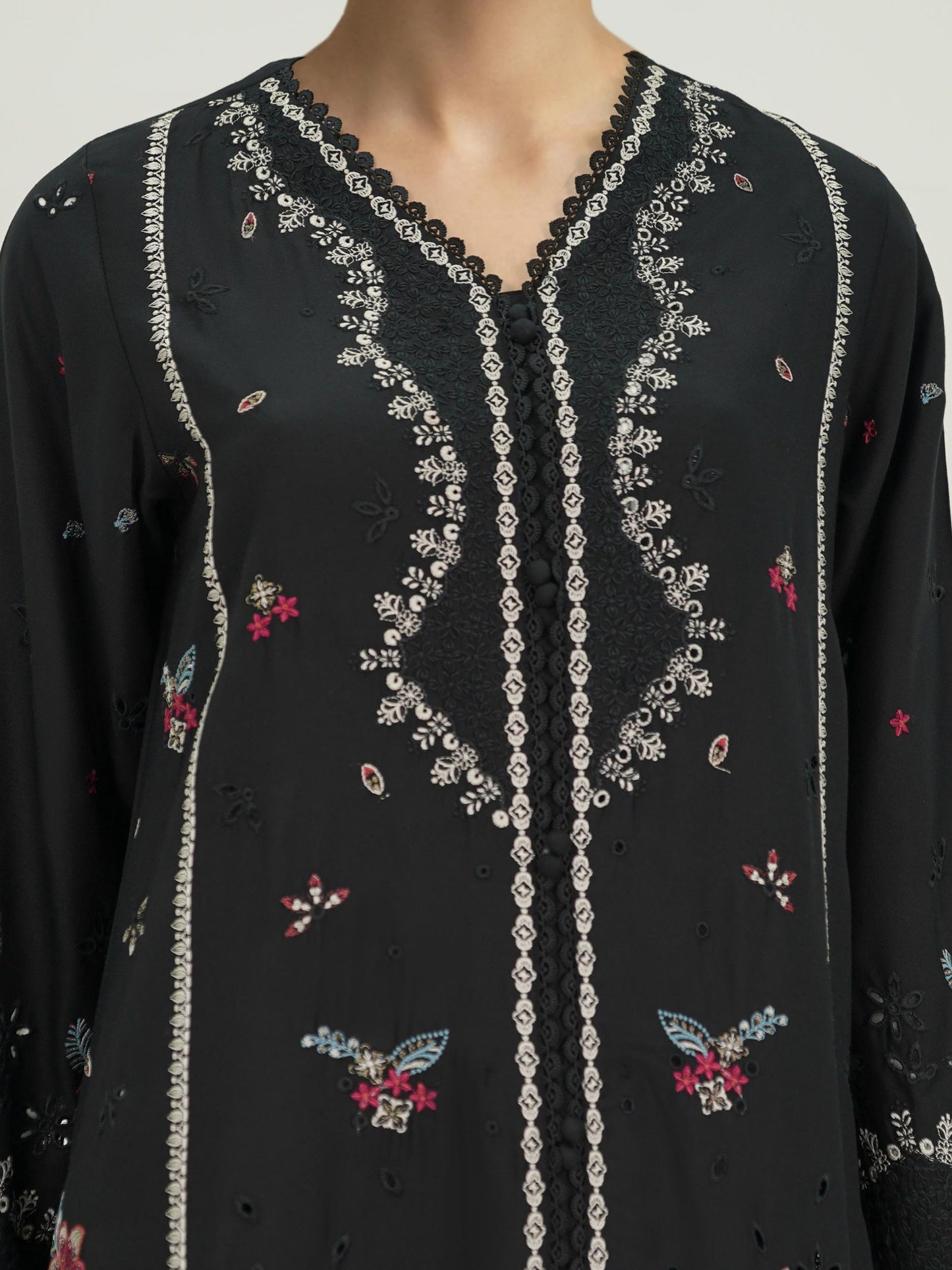 2 Piece Crepe Suit- Embroidered (Pret)