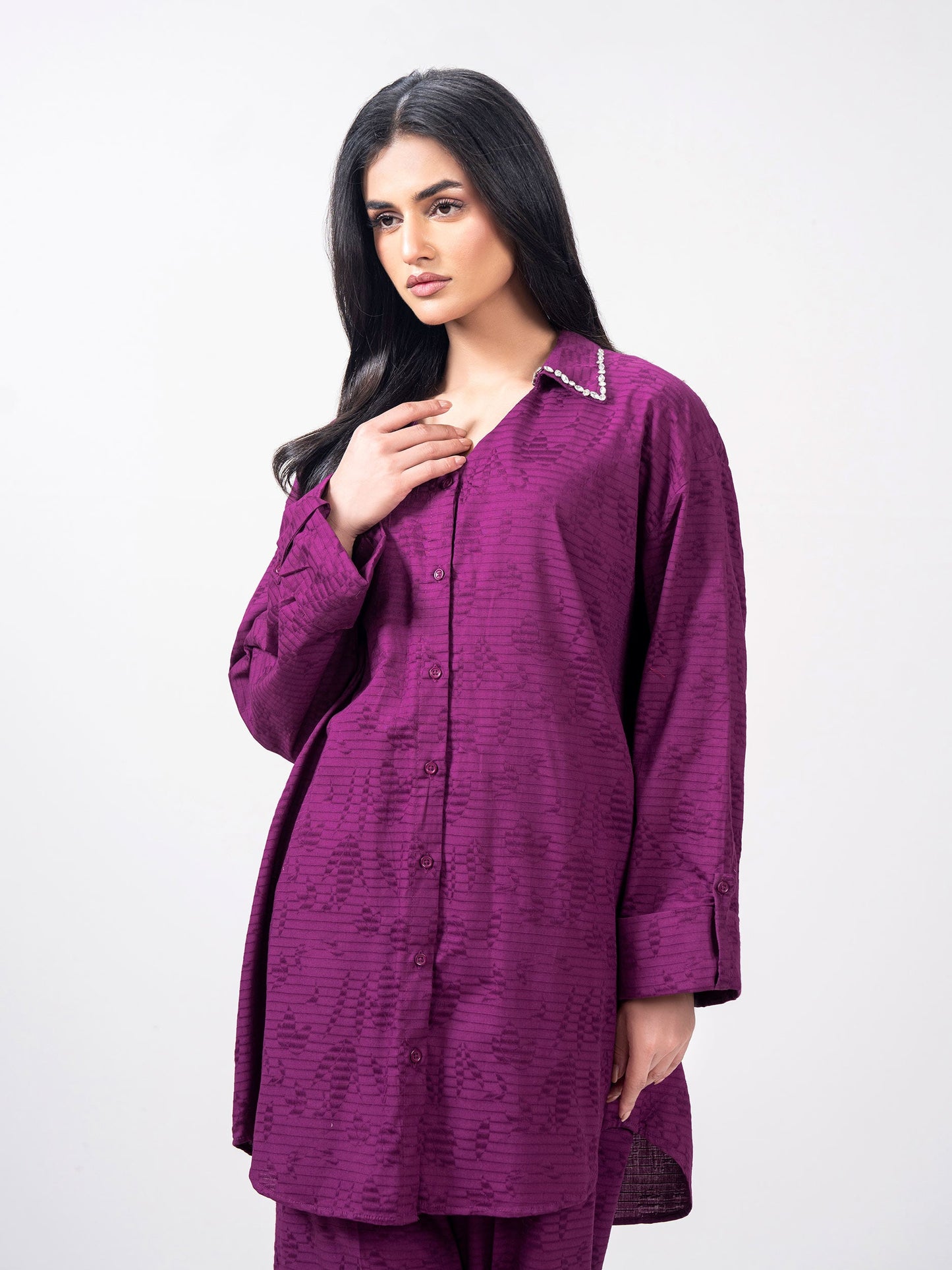 Dobby Co-ord Set- Embellished