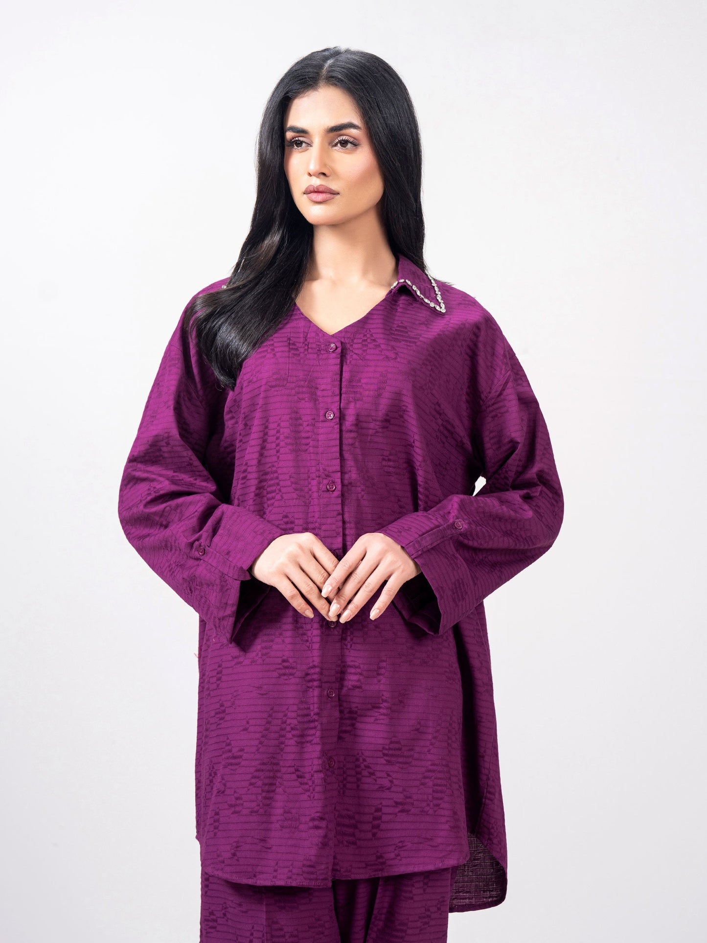 Dobby Co-ord Set- Embellished