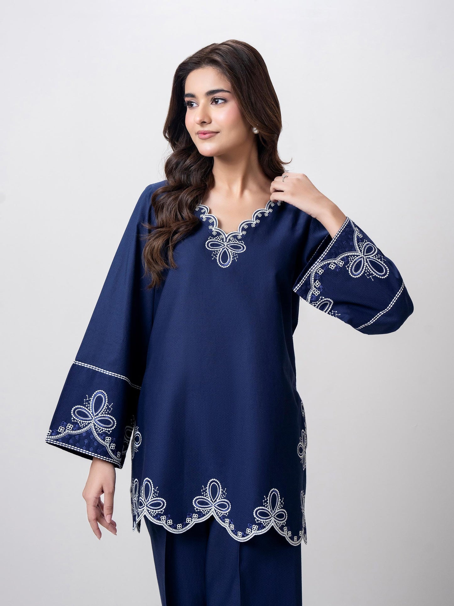 Dobby Co-ord Set- Embroidered