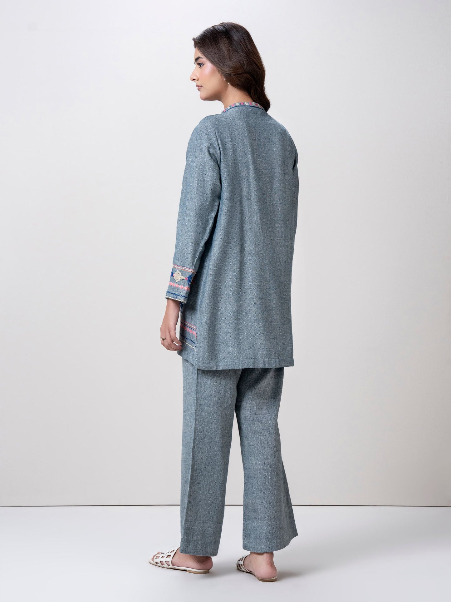 Yarn Dyed Co-ord Set- Embroidered