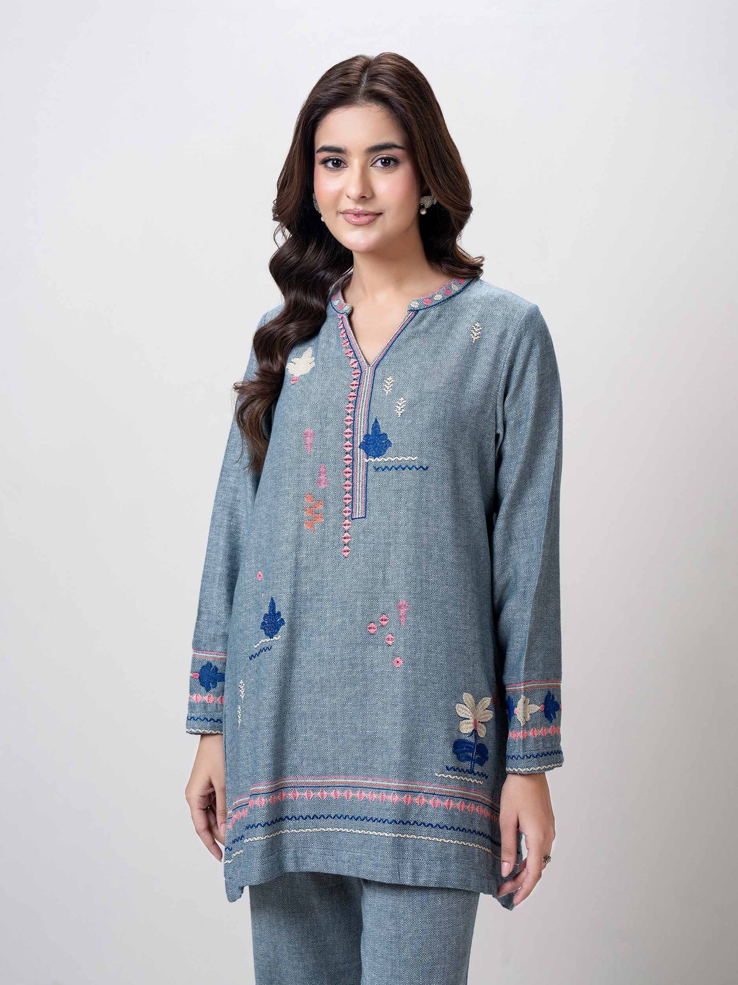 Yarn Dyed Co-ord Set- Embroidered