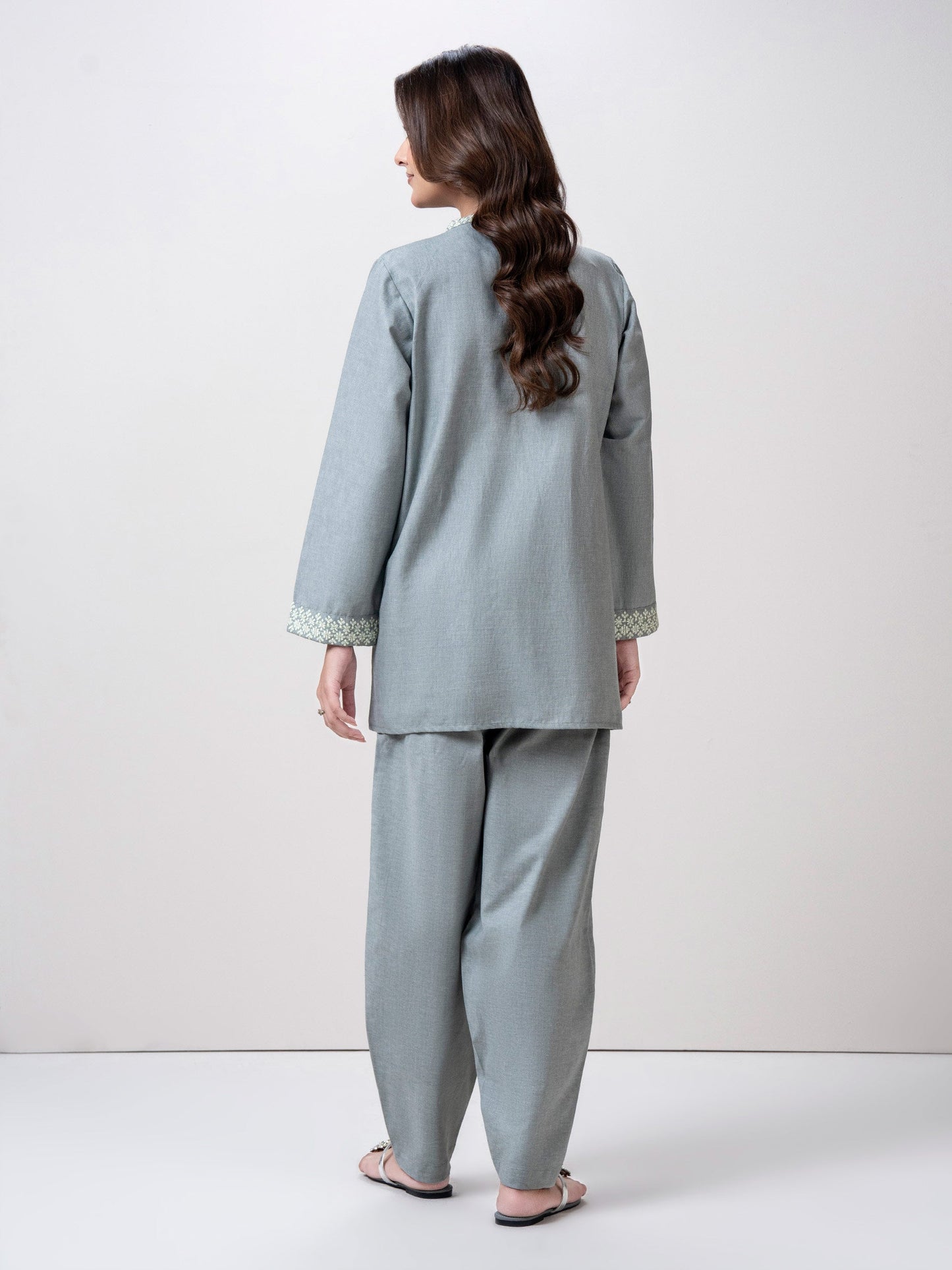 Yarn Dyed Co-ord Set- Embroidered